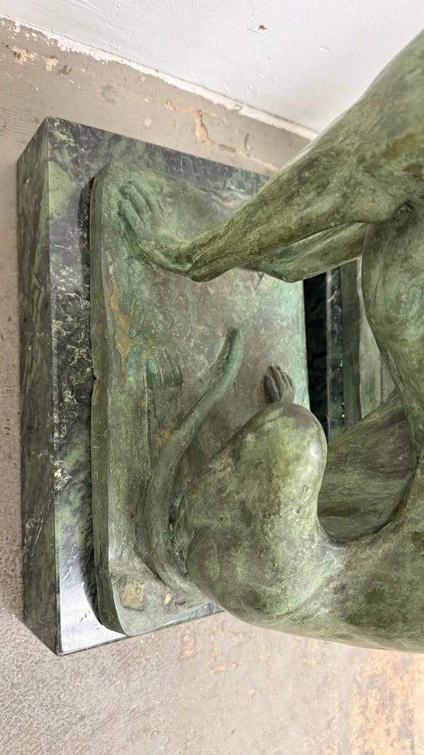 Pair of Bronze Greyhound Dog Sculptures on Marble Bases - 2