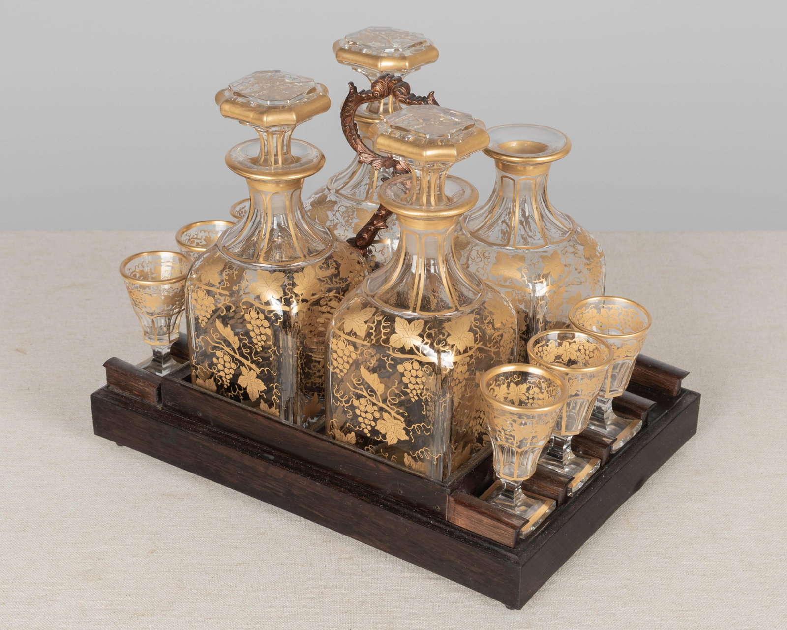 19th Century French Marquetry Tantalus Cordial Decanter Set - Set of 11 - 13