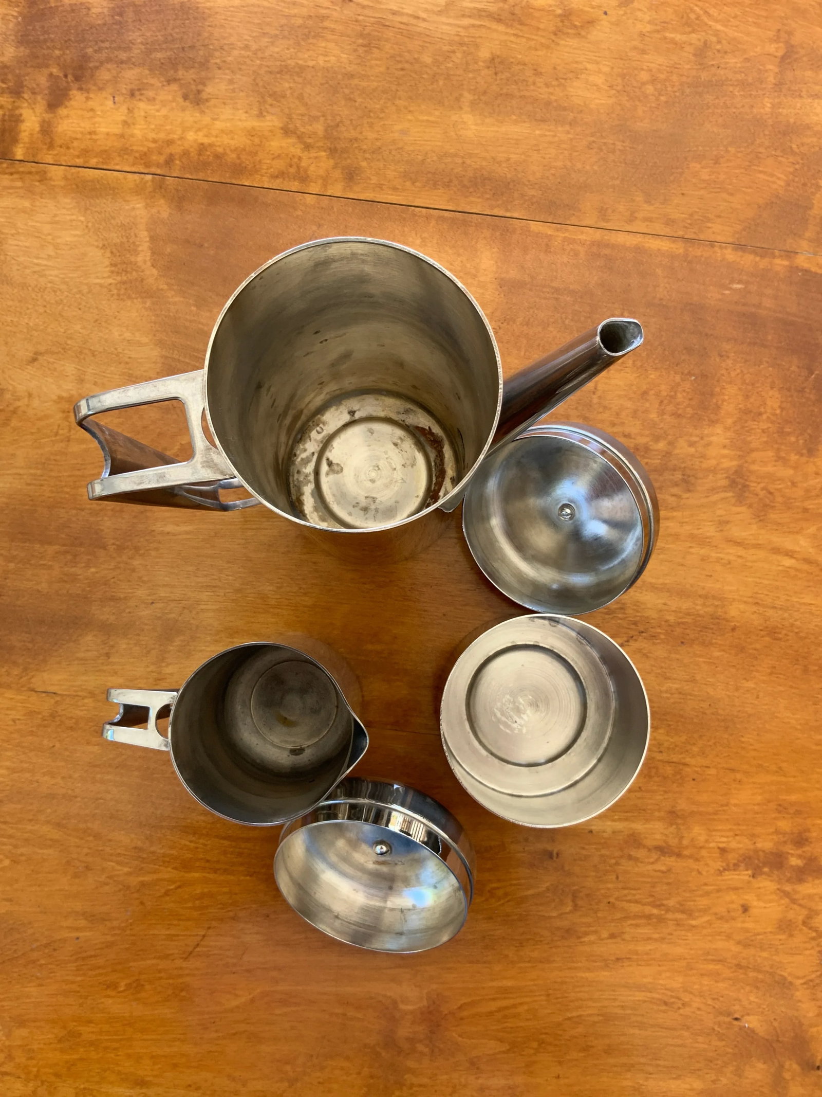 Cristofle-Style 1930s Italian Moderne Silver Plate Coffee Set With Tray, Creamer and Sugar Bowl - 4 - 9