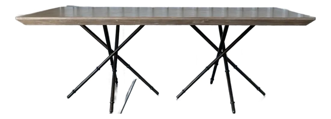 Gabby "Davenport" Cerused Mindi Wood Dining Table on Iron Faux Bamboo Base (1 of 7)