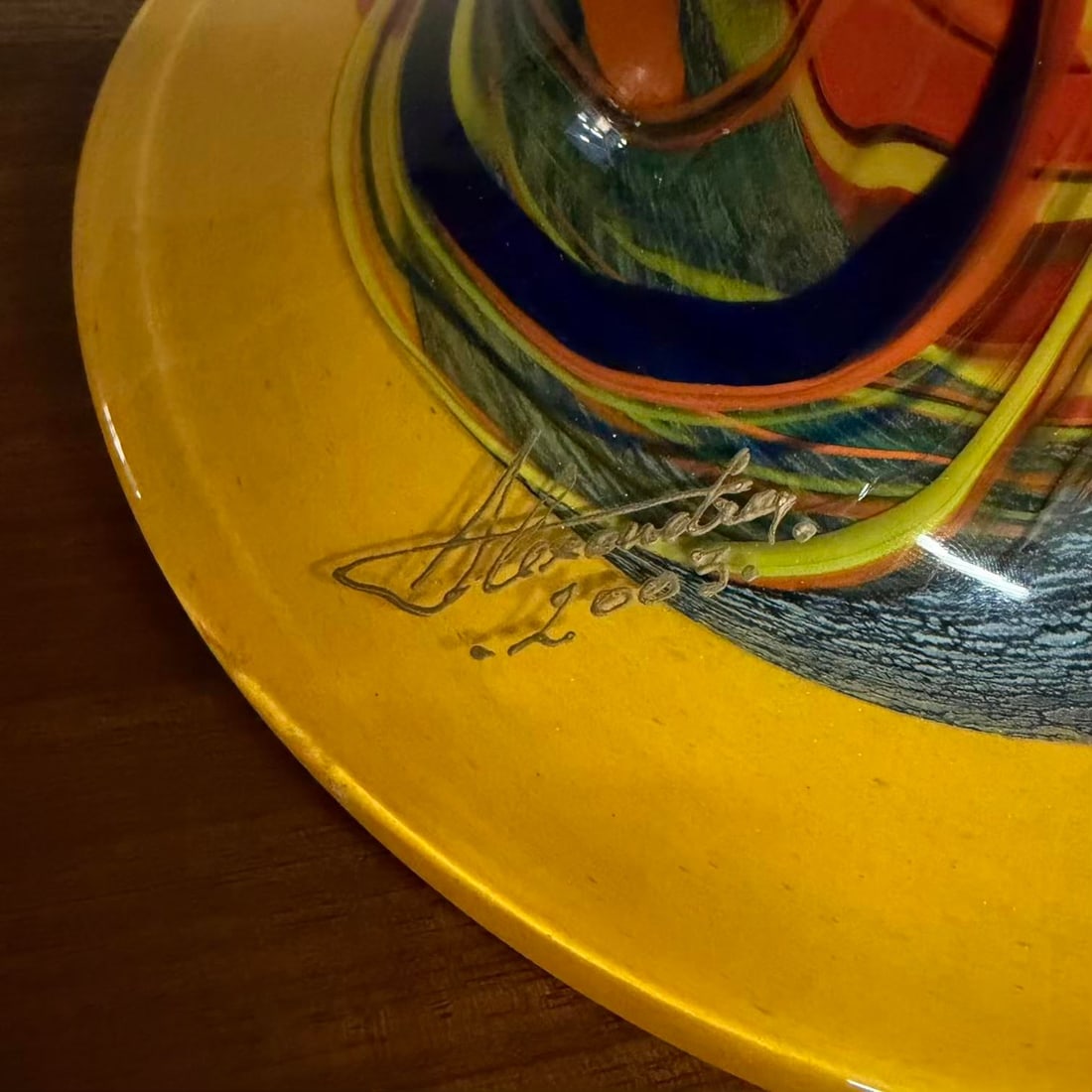 Studio Art Blown Glass Floor Vase - Signed 2003 - 10