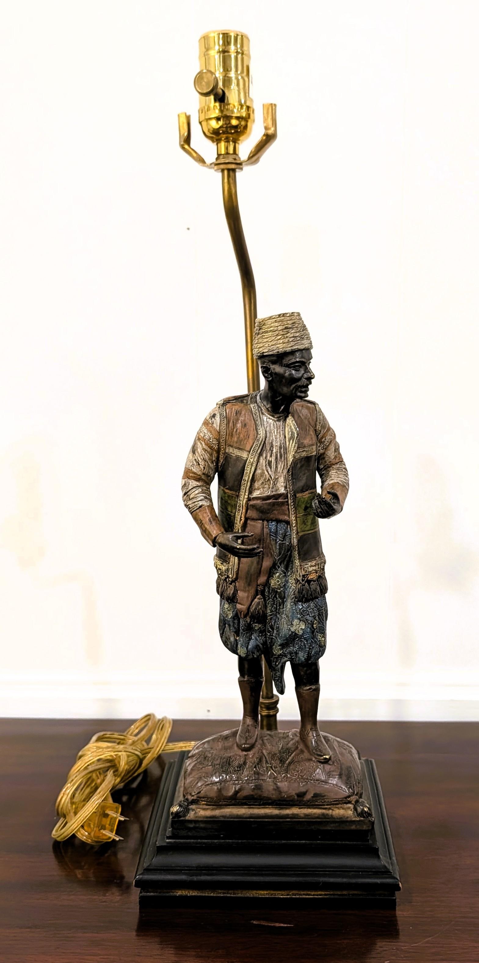 Mid 20th Century Rare Viennese Cold Painted Bronze Figural Table Lamps, Orientalist Sculptures - a P - 10