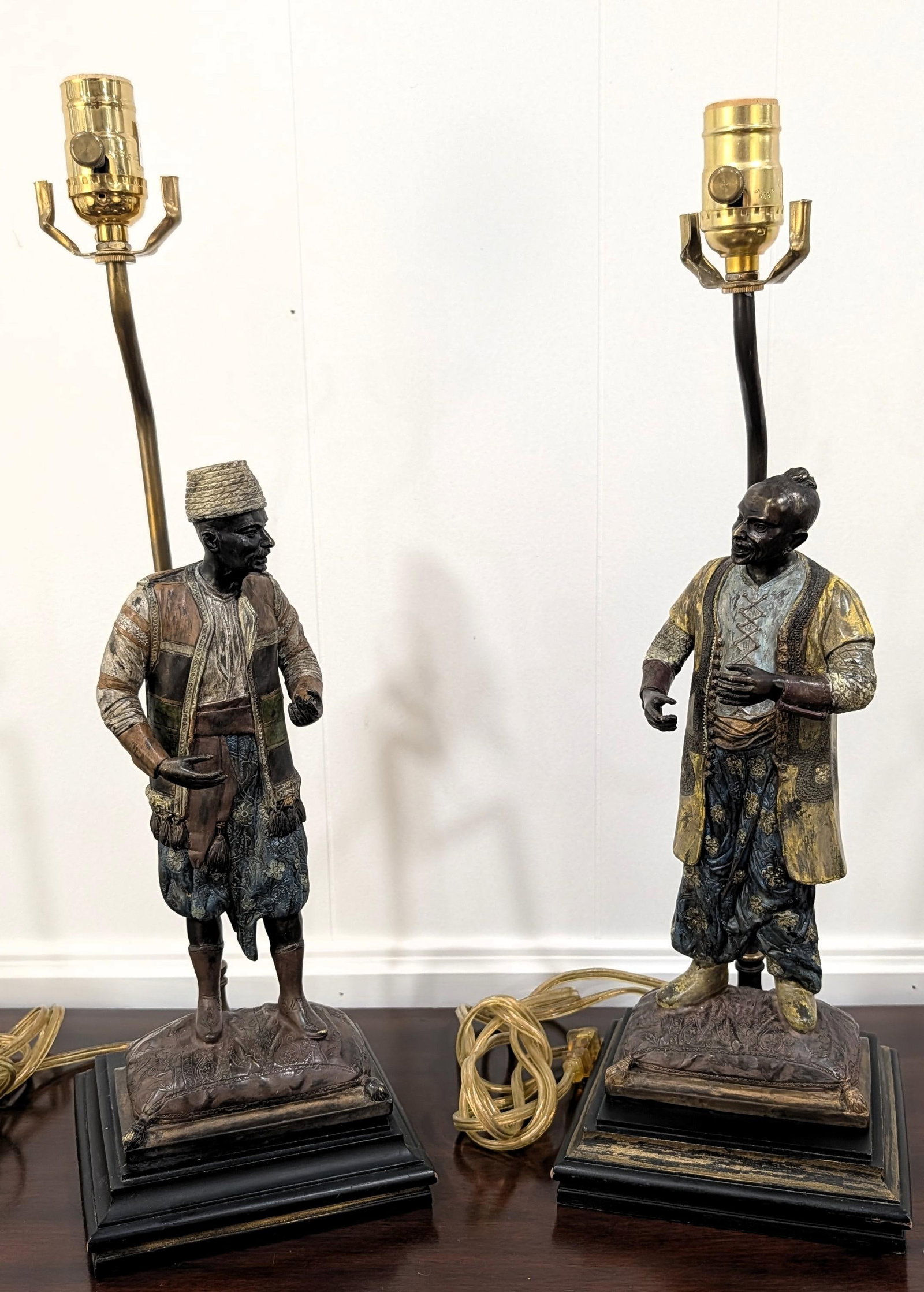 Mid 20th Century Rare Viennese Cold Painted Bronze Figural Table Lamps, Orientalist Sculptures - a P - 9