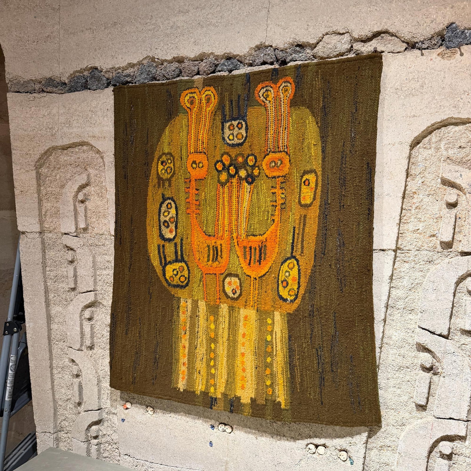 Vintage 1970s Abstract Polish Tapestry Designed by ElÅ¼bieta Kaszycka Mid-Century - 5