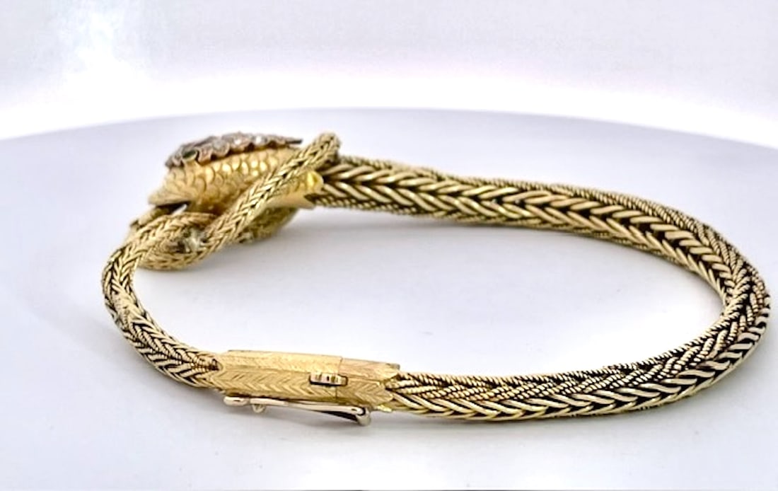 Late 19th Century 14k Yellow Gold Snake Bracelet - 10