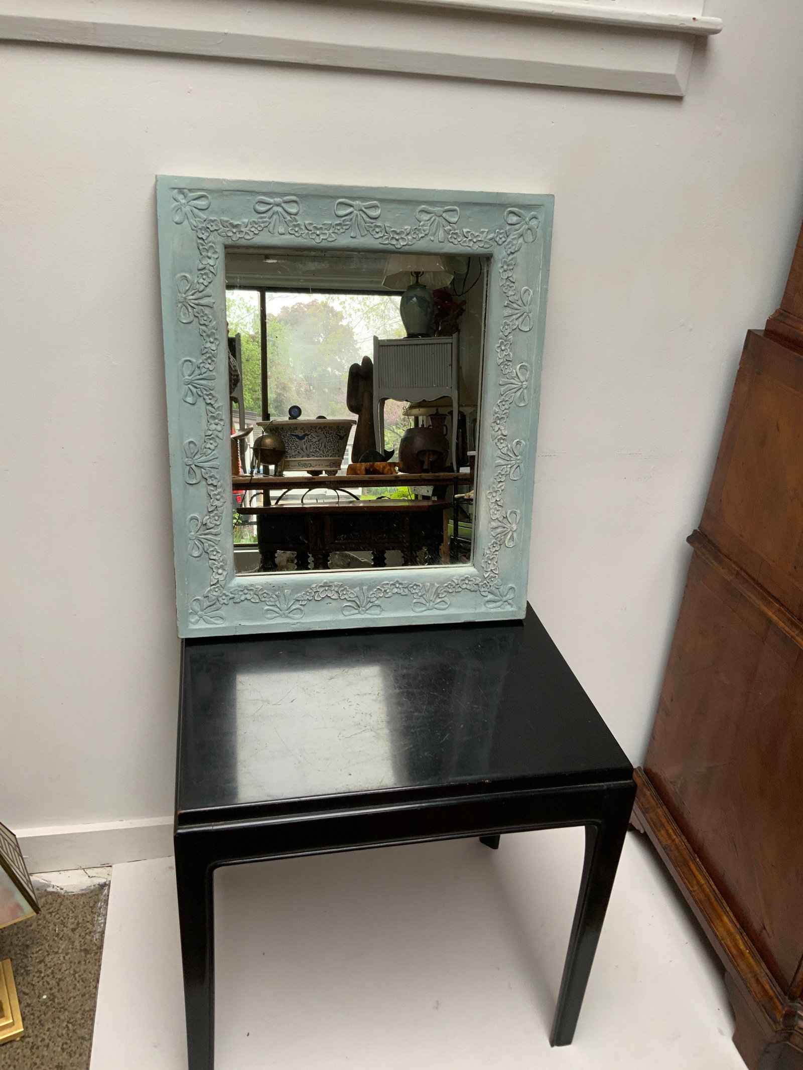 Mid 19th Century Swedish Mirror With Floral and Swag Carved Frame - 8