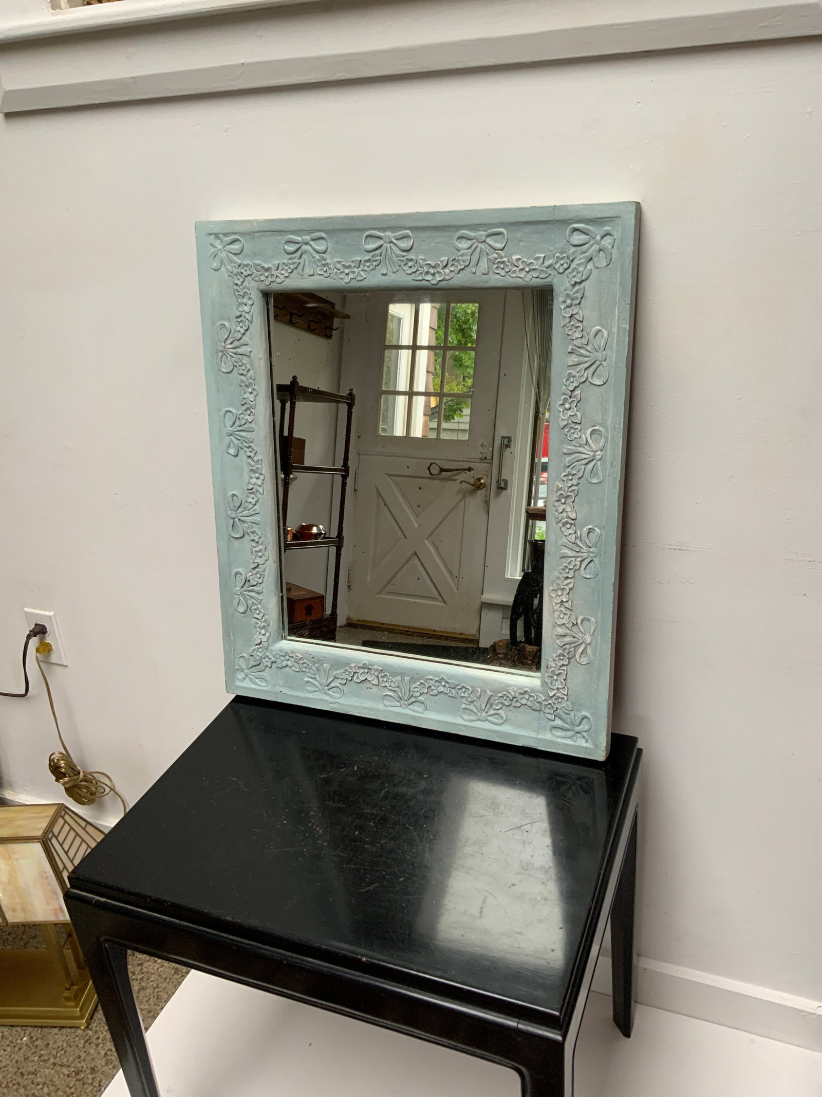 Mid 19th Century Swedish Mirror With Floral and Swag Carved Frame - 9