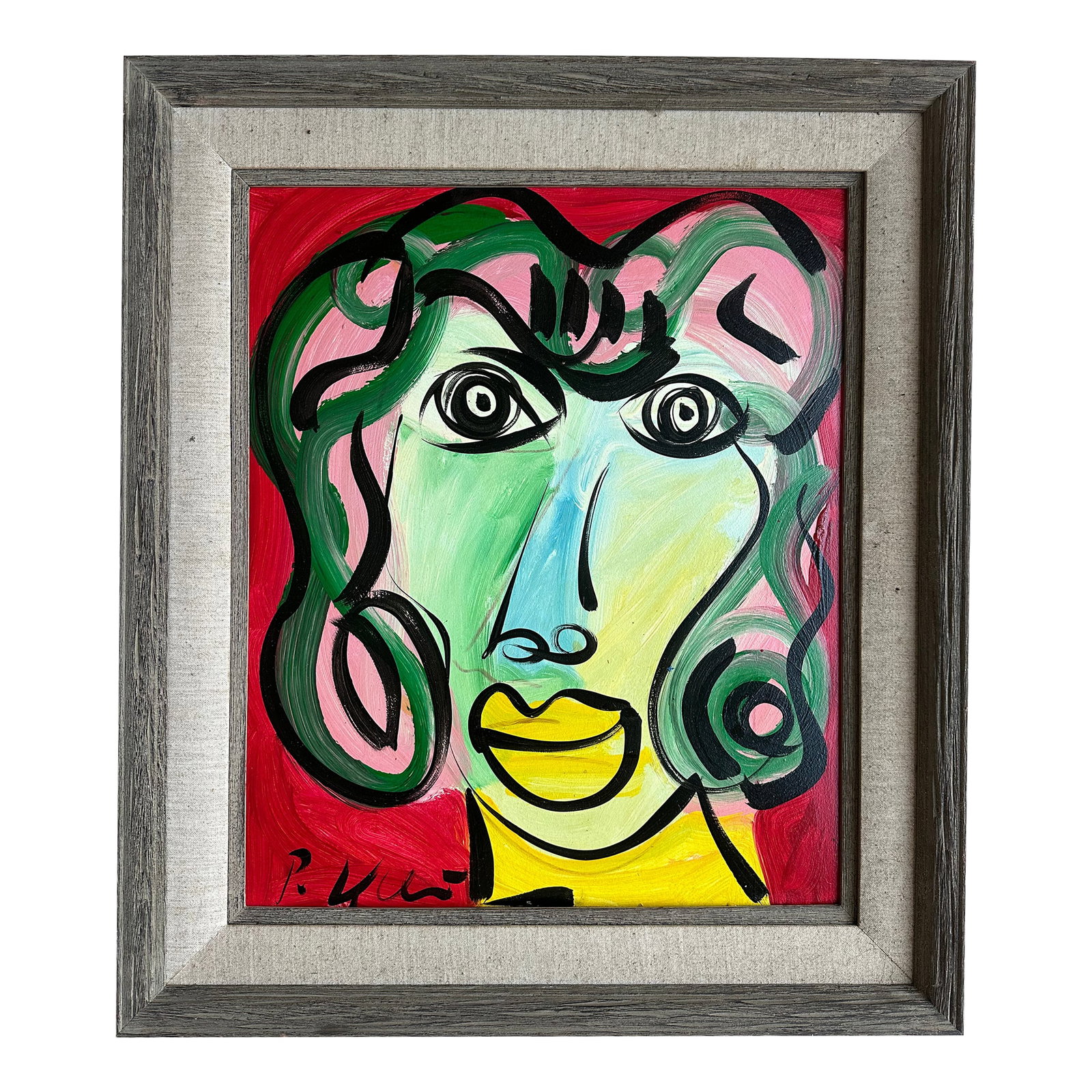 Peter Keil Abstract Portrait Painting: Peter Keil is a German artist who focuses primarily on abstract expressionism. Keil painted with some of the greats including Joan Miró, Pablo Picasso, and Andy Warhol, to name a few. This is a