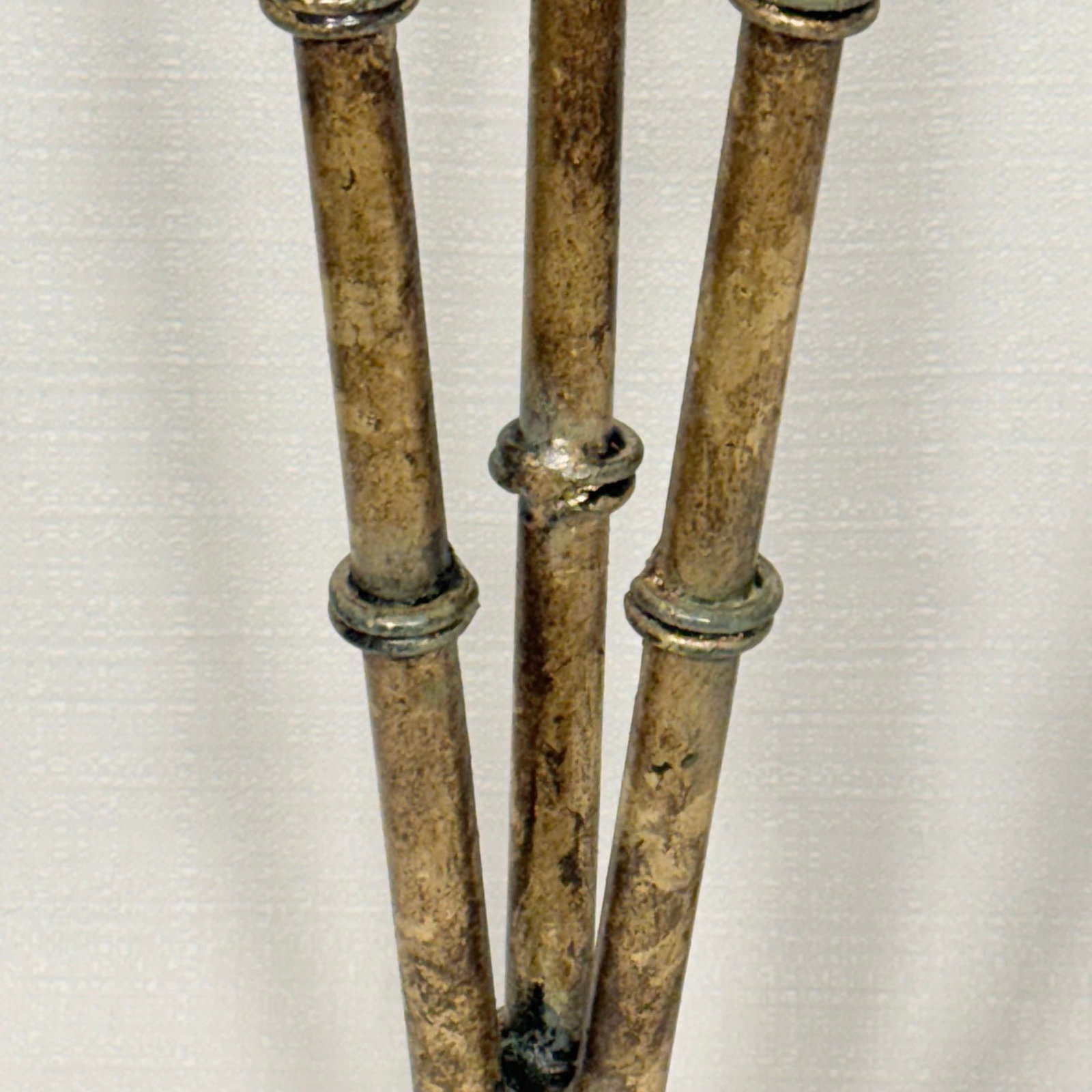 Mid 20th Century Gilt Faux Bamboo Tole Candlesticks by Turtle and Crane - 5