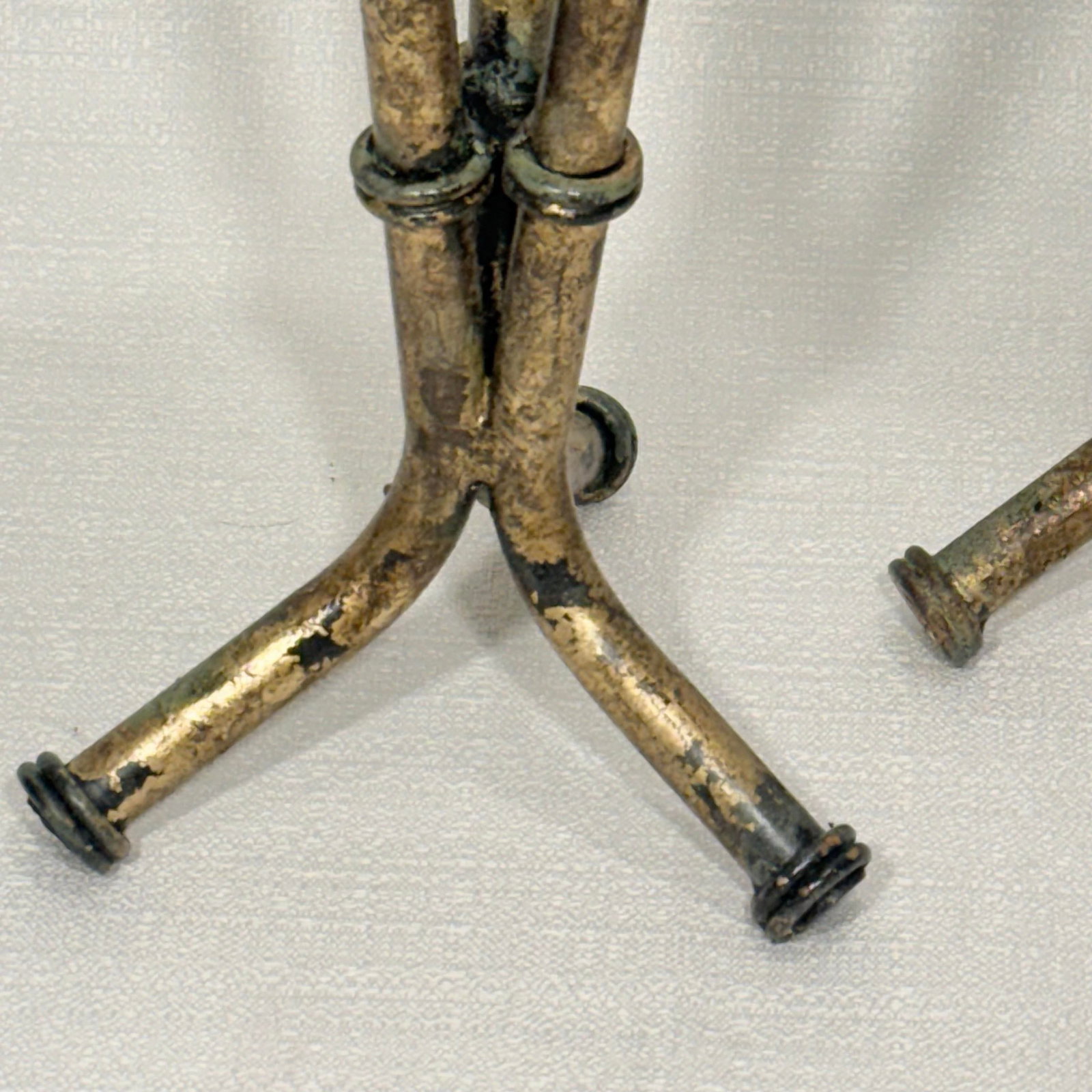 Mid 20th Century Gilt Faux Bamboo Tole Candlesticks by Turtle and Crane - 6
