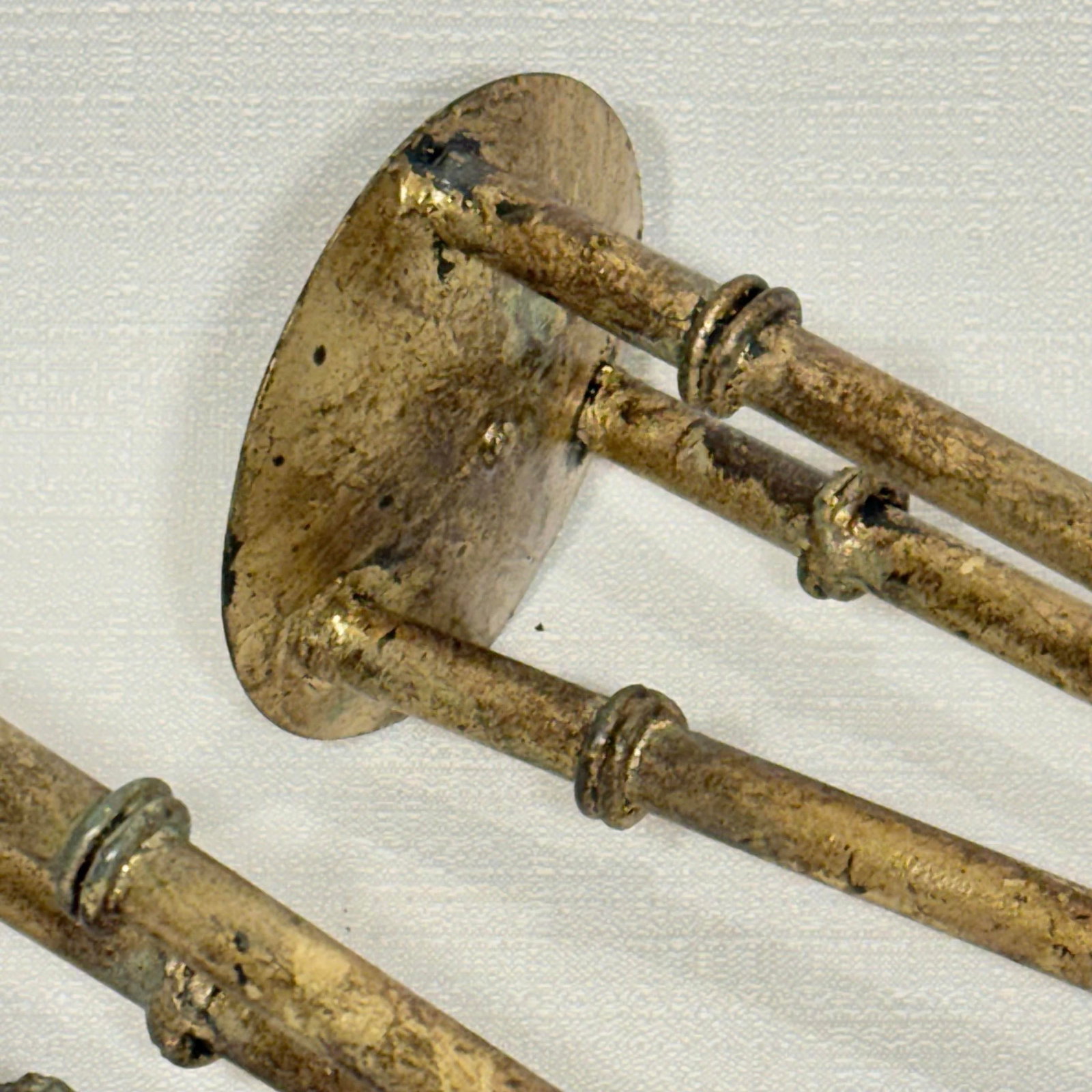 Mid 20th Century Gilt Faux Bamboo Tole Candlesticks by Turtle and Crane - 9