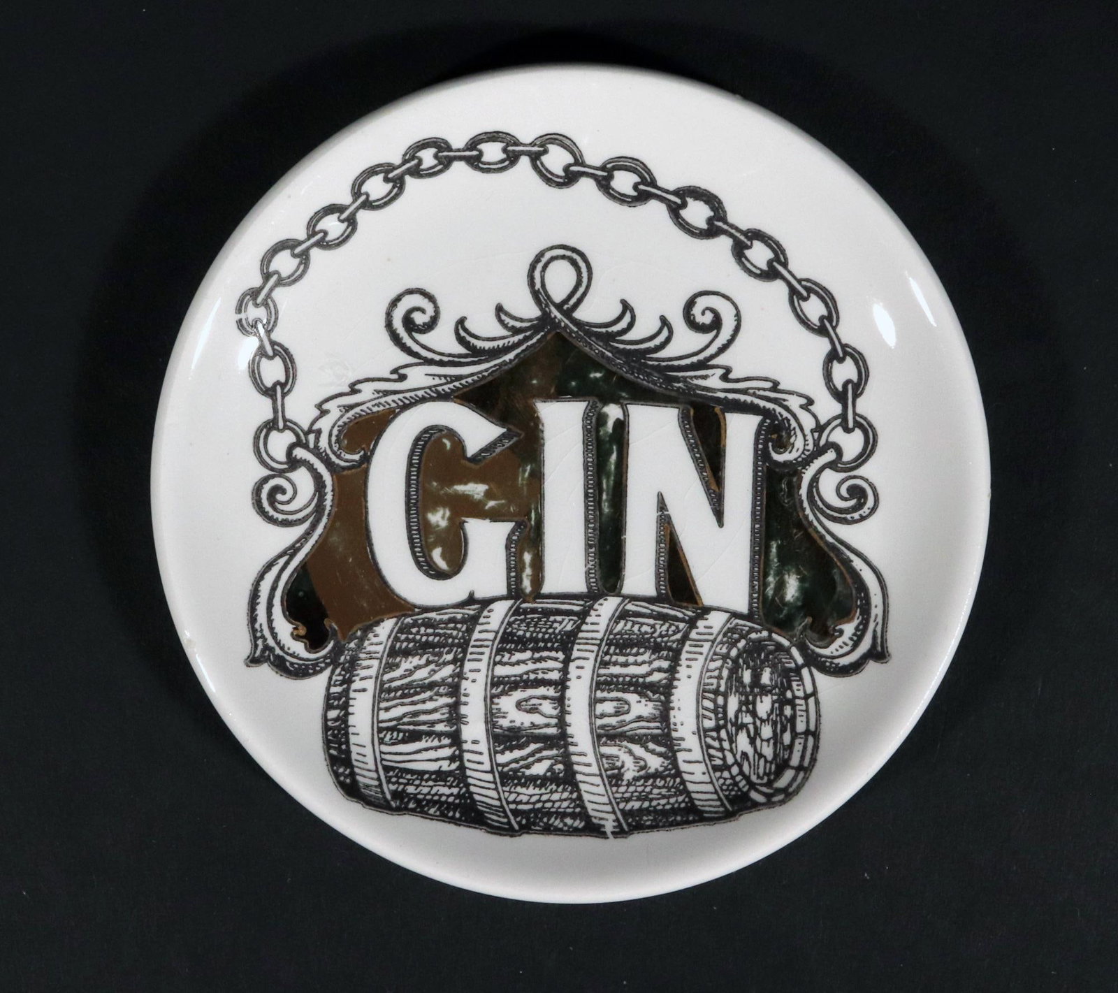 Piero Fornasetti Ceramic Wine & Liquor Coasters, Vini E Liquori Pattern - 11