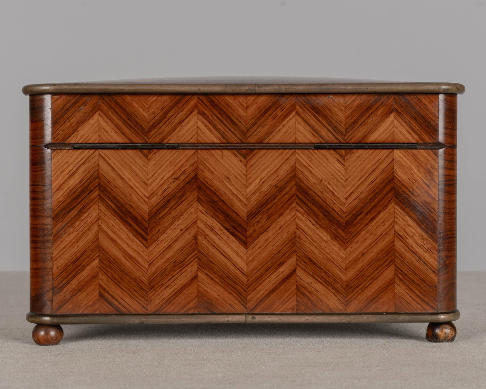 French Napoleon III Marquetry Inlaid Serpentine Form Tea Caddy Circa 1880 - 9