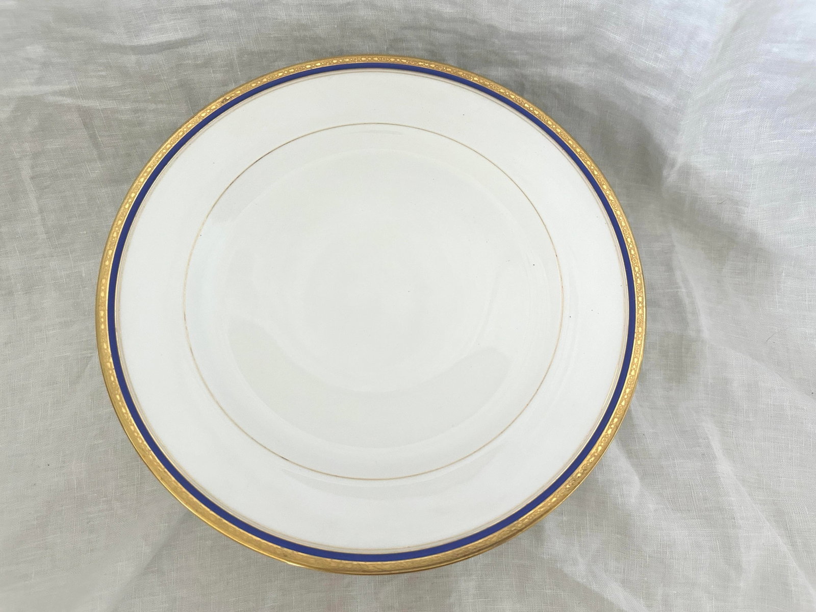 Set of 8 Gold & Blue Rim Dinner Plates by C. Ahrenfeldt - 6