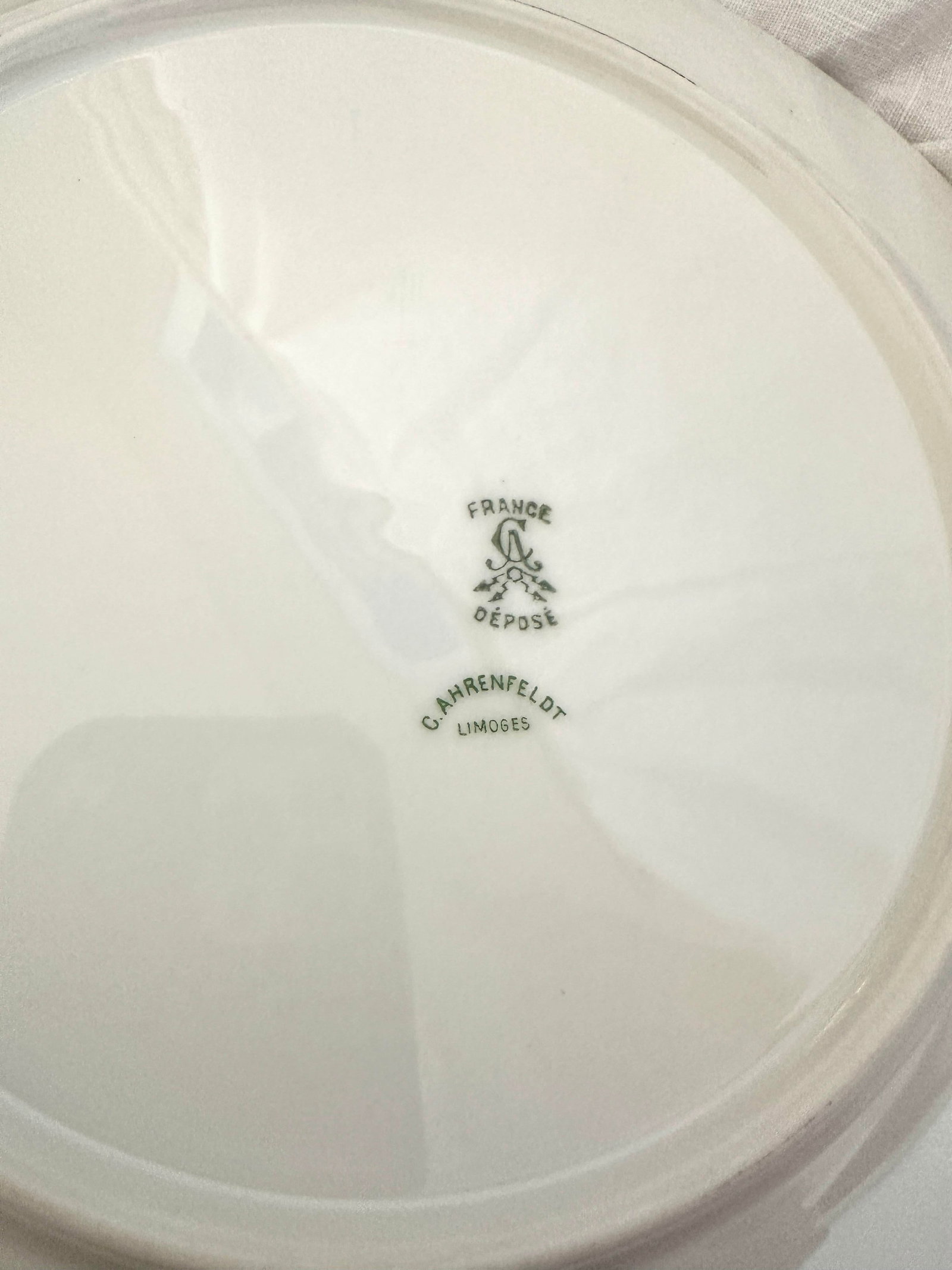 Set of 8 Gold & Blue Rim Dinner Plates by C. Ahrenfeldt - 8