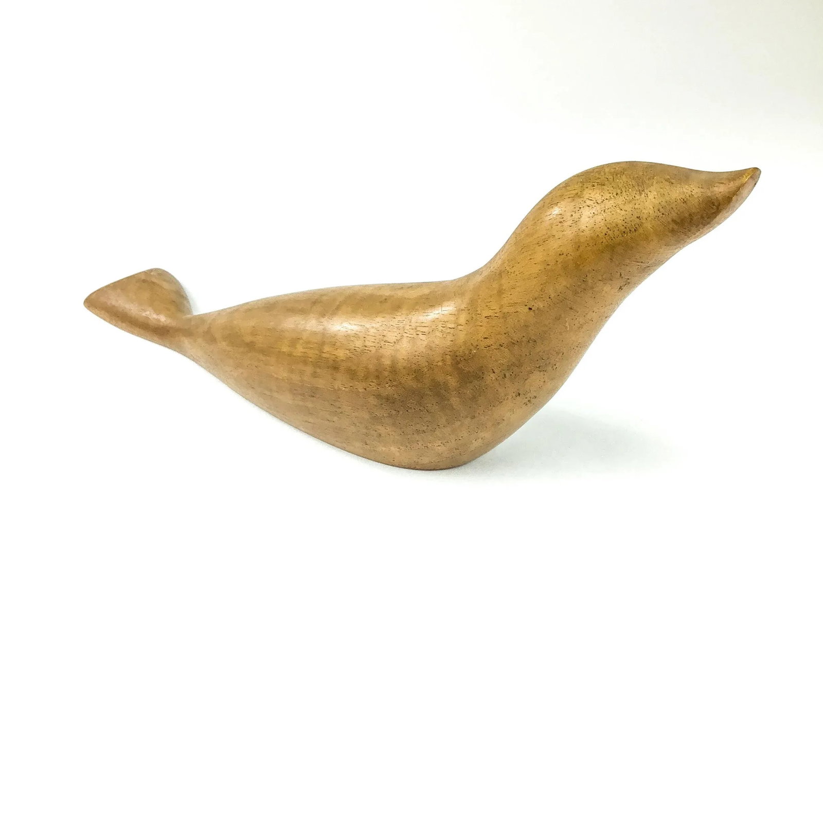 Hand Sculpted Mid-Century Modern Wood Carving of Seal - 9