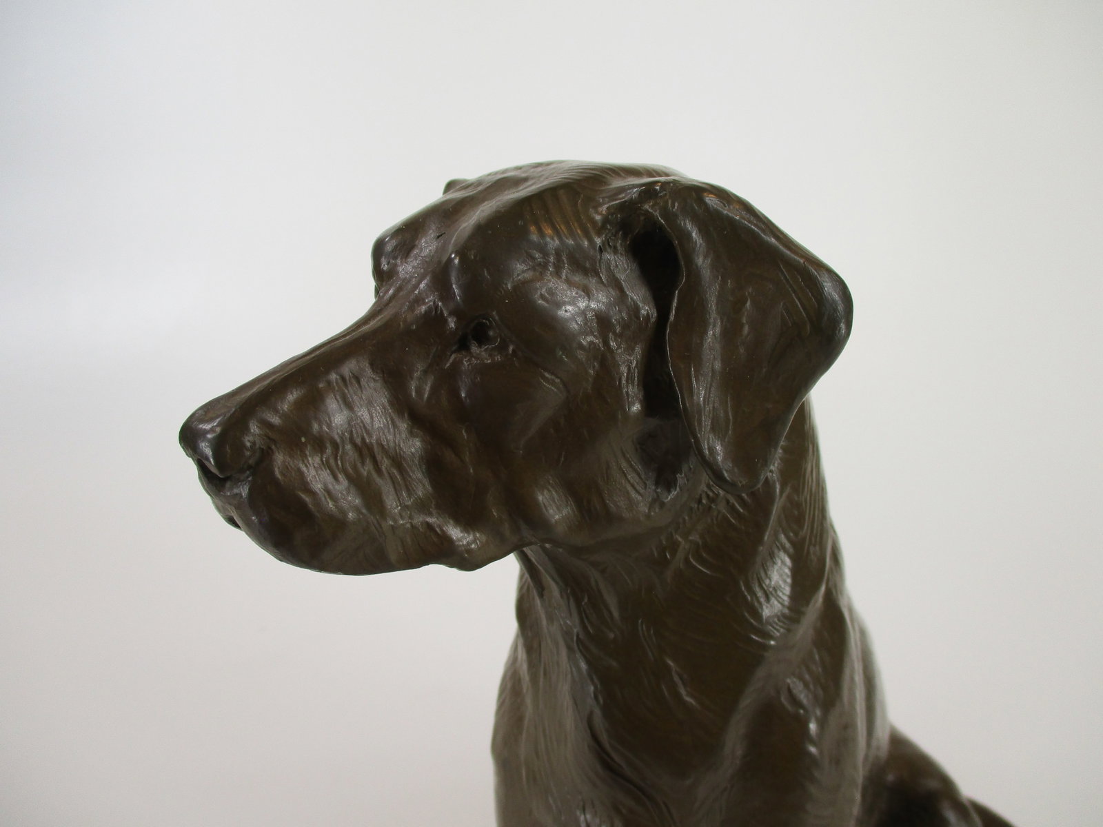 Dan Ostermiller, Bronze Dog, Lab, Labrador Sitting Statue, Wooden Bace Artist Signed: 1995, 2/20 - 3