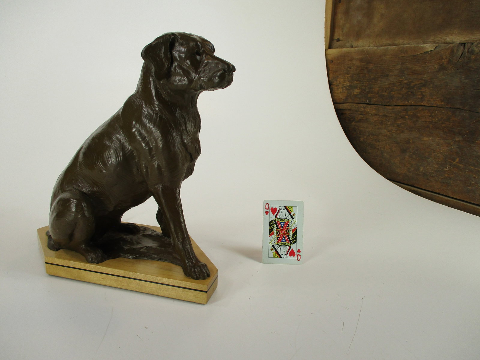 Dan Ostermiller, Bronze Dog, Lab, Labrador Sitting Statue, Wooden Bace Artist Signed: 1995, 2/20 - 5