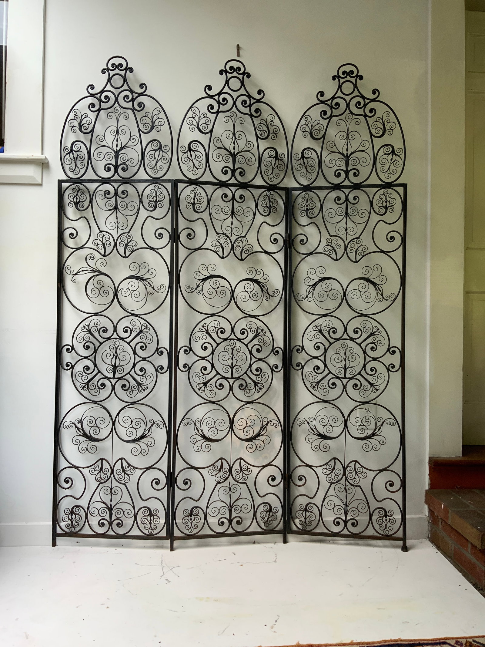 Early 20th Century Spanish Cast and Forged Iron 3 Part Folding Screen - 2