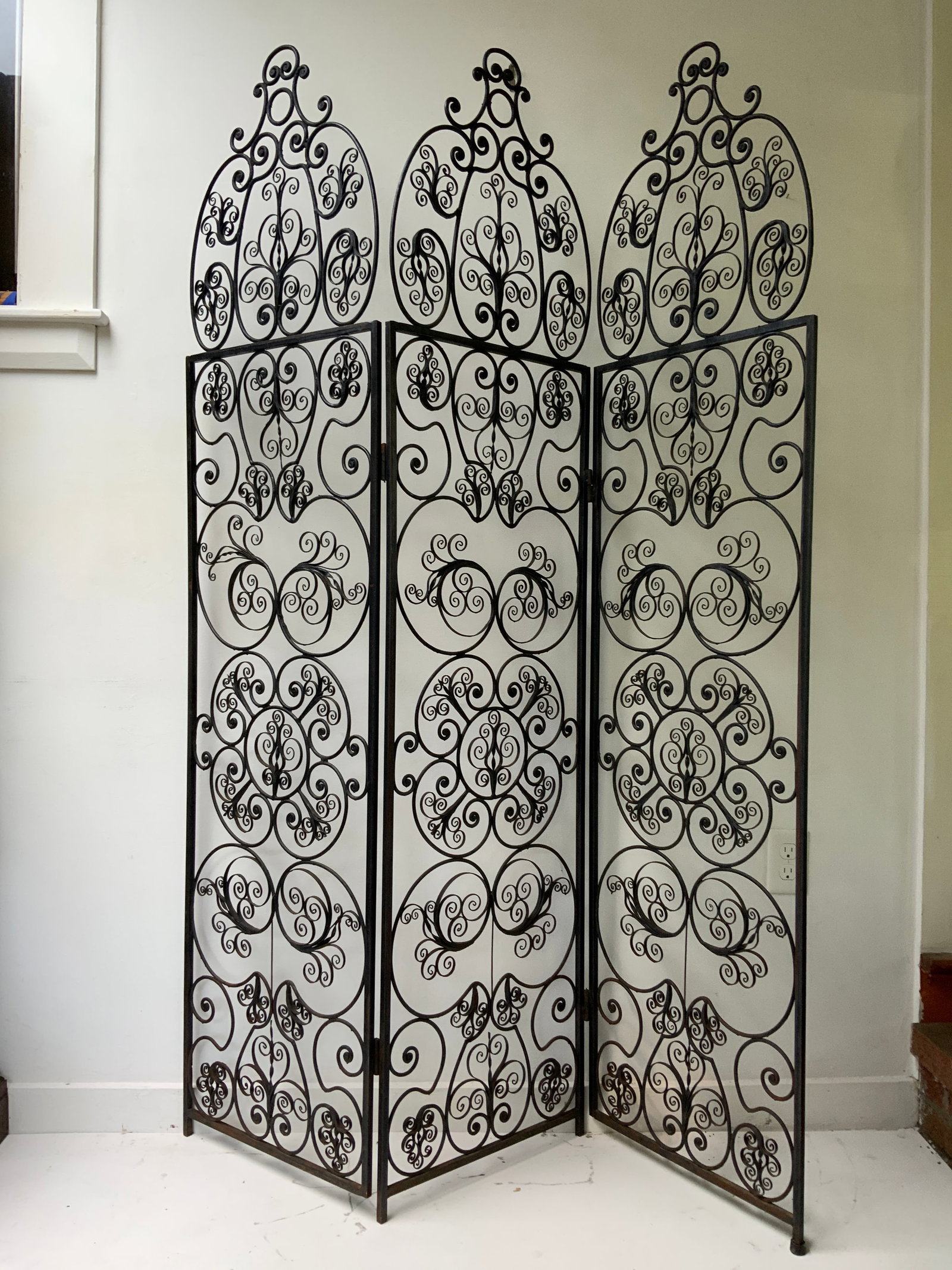 Early 20th Century Spanish Cast and Forged Iron 3 Part Folding Screen - 4