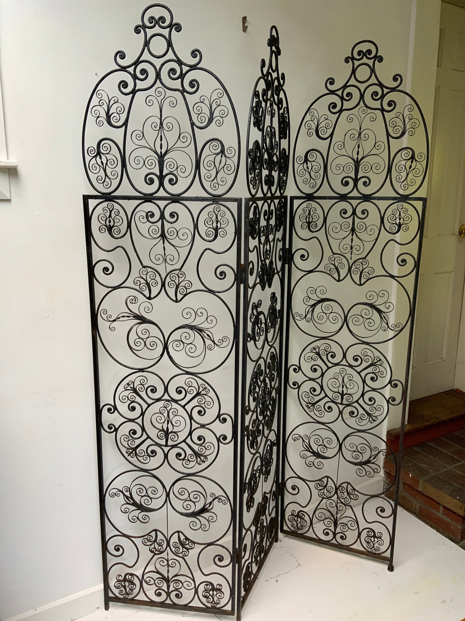 Early 20th Century Spanish Cast and Forged Iron 3 Part Folding Screen - 5