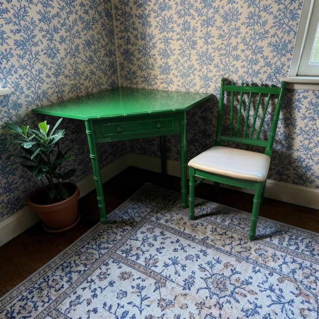 1966 Thomasville Allegro Faux Bamboo Corner Desk and Chair - 18