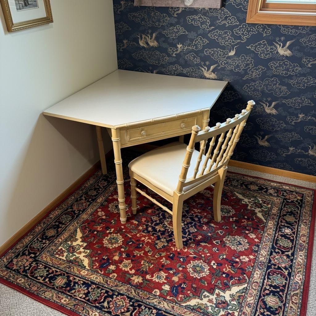1966 Thomasville Allegro Faux Bamboo Corner Desk and Chair - 3