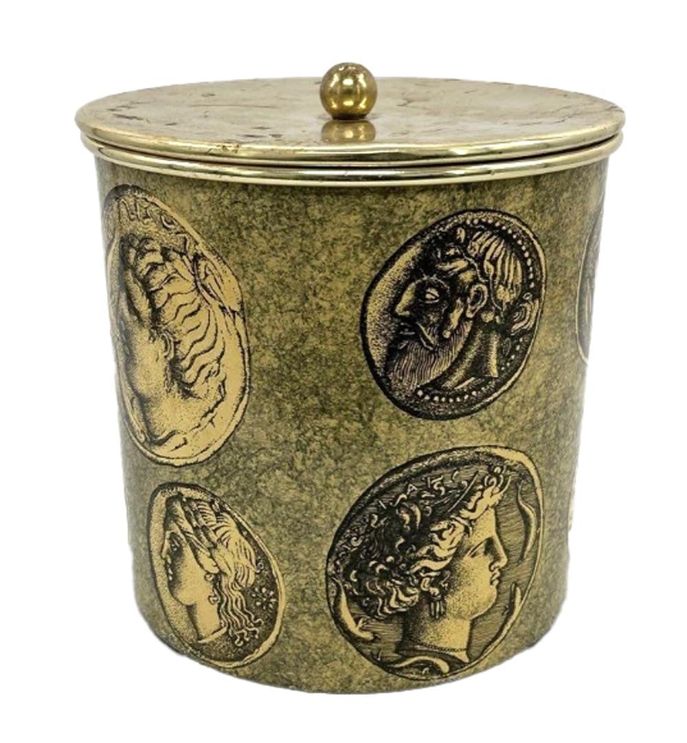 1960s Piero Fornasetti Ice Bucket & Cover With Coin Design - 2