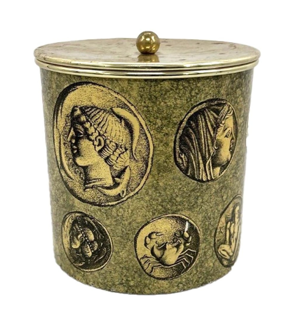 1960s Piero Fornasetti Ice Bucket & Cover With Coin Design - 3