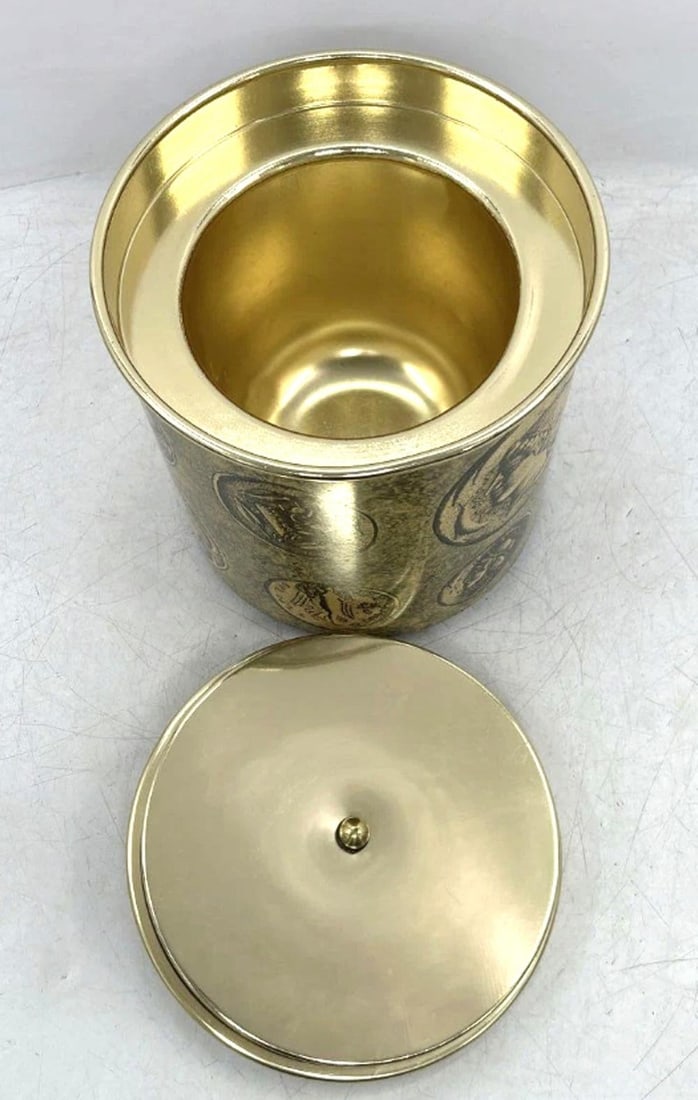 1960s Piero Fornasetti Ice Bucket & Cover With Coin Design - 7