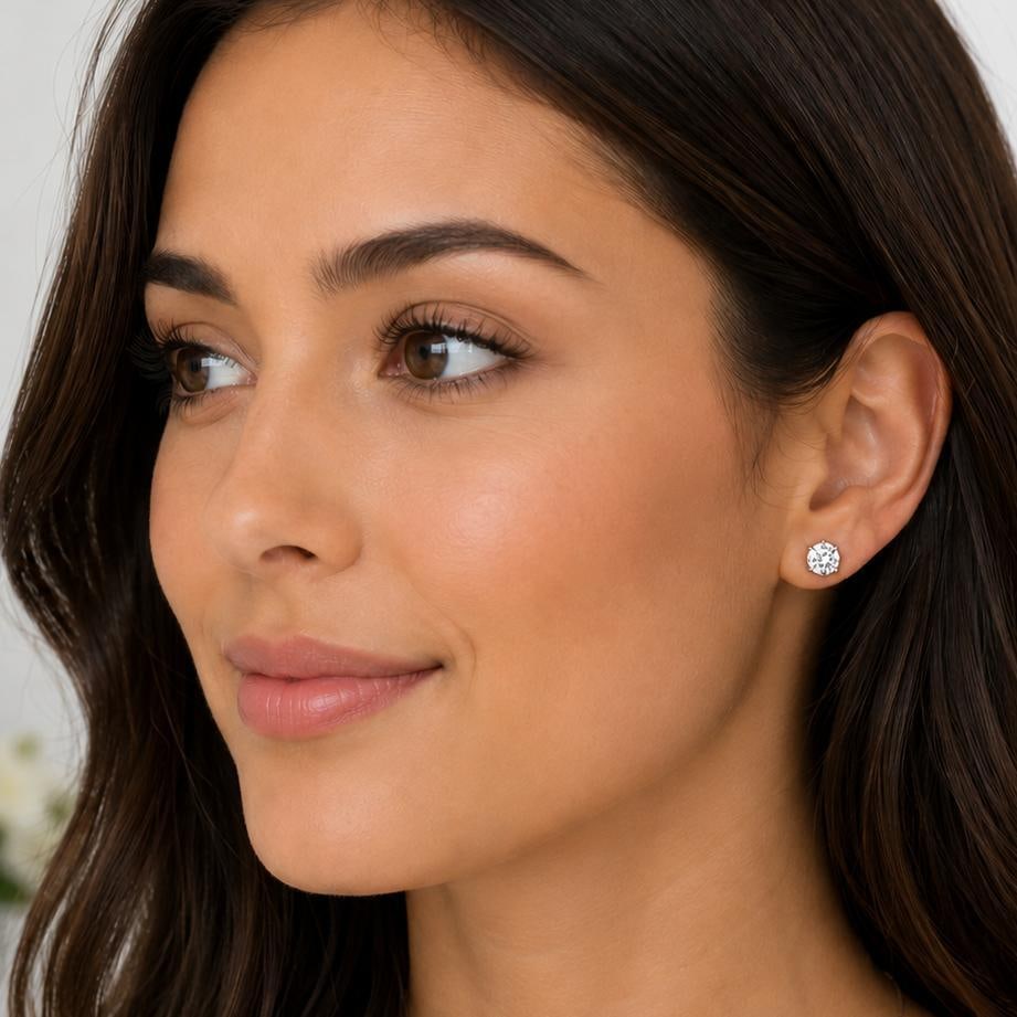 18k White Gold 2.04 Carat Stud Earrings, A Pair - 2