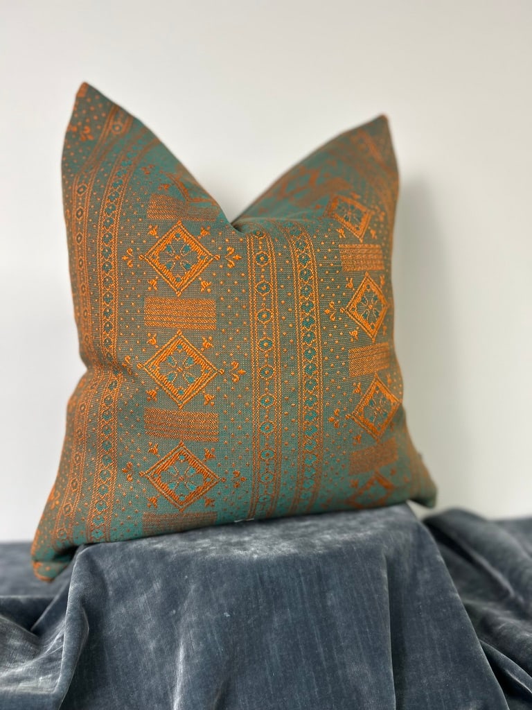 Set of Artisan Nomad Wool Neo-Folk Tribal Throw Pillow, Handworked Locally Chicago - 5