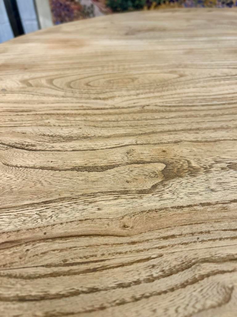 Contemporary Wabi-Sabi 43" Round Solid Mango Wood Pillar Dining or Foyer Table - 6