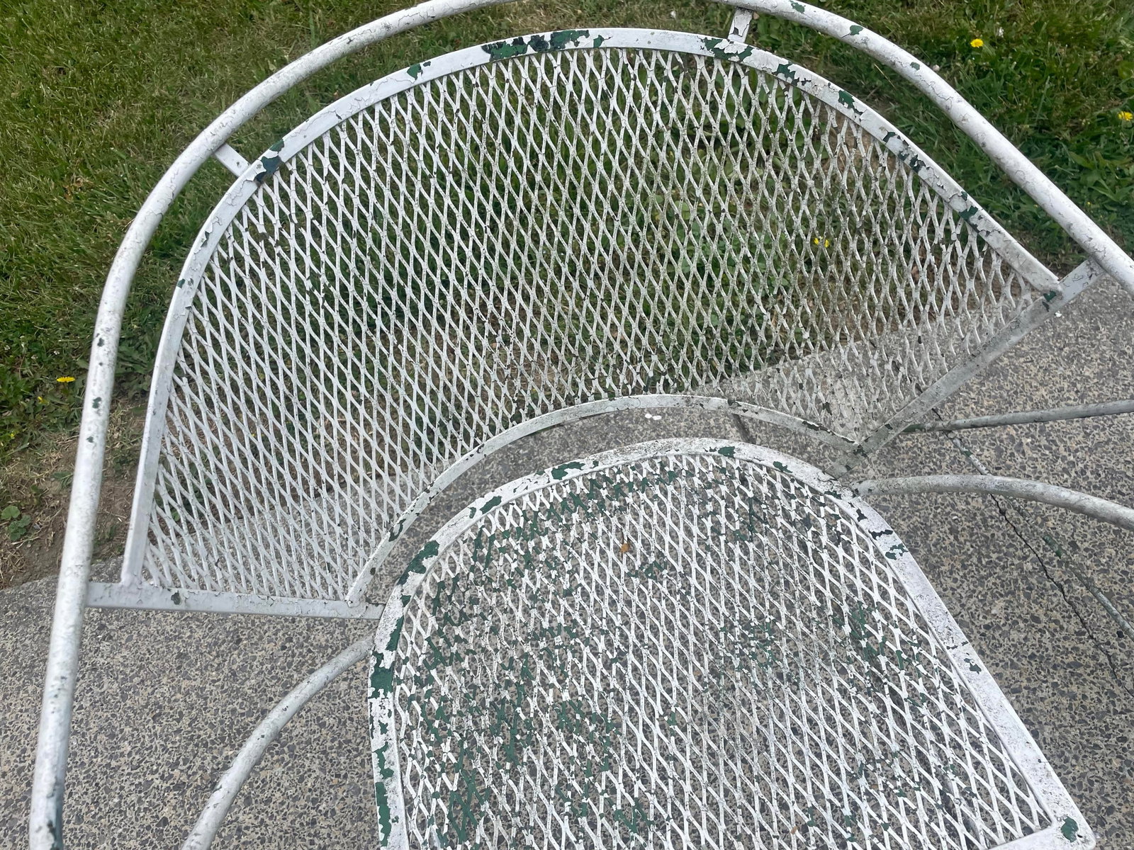 Set of 3 Wrought Iron Garden Patio Chairs Mesh Seats Backs Att Russell Woodard - 5