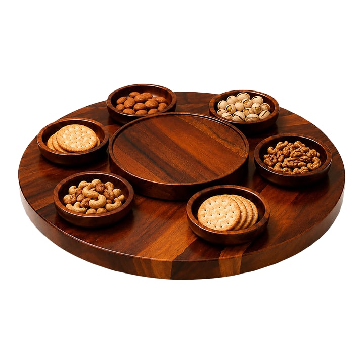 Brazilian Modern Lazy Susan & Bowls in Rosewood, Tropic Art, Brazil, 1970s (1 of 16)
