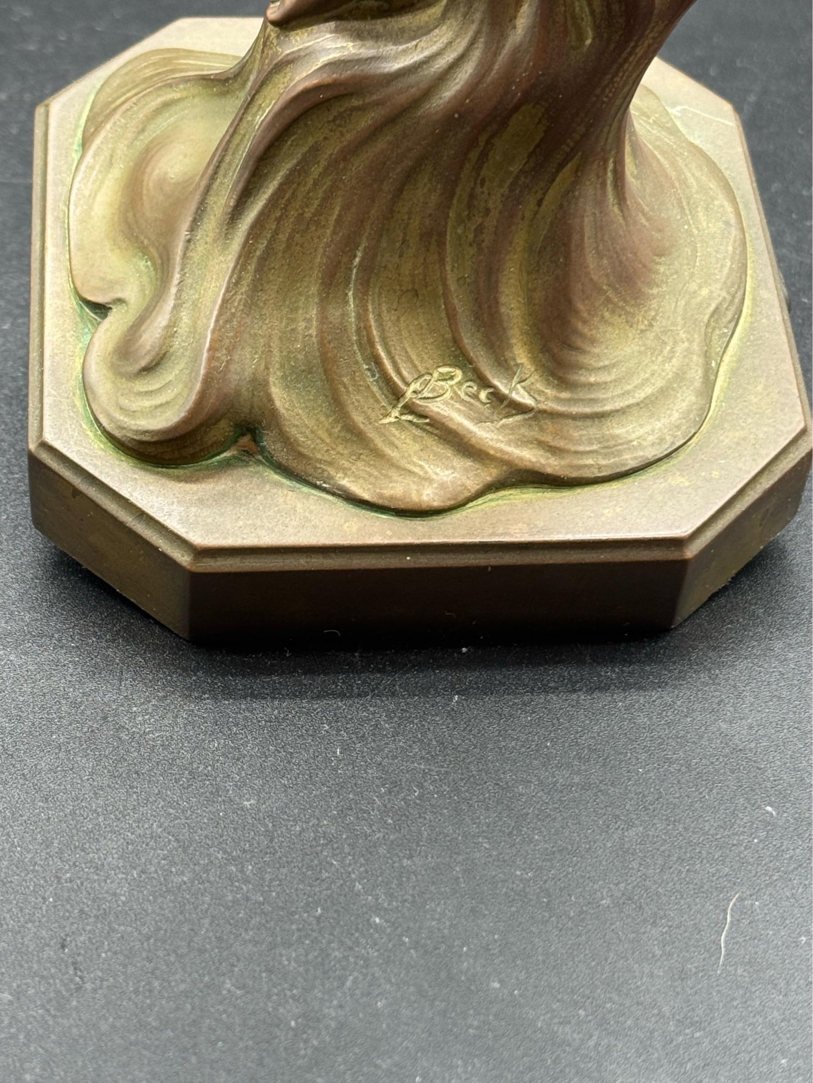 Antique Signed Ludwig Beck ( L. Beck ) Bronze Art Nouveau Table Lamp - 12