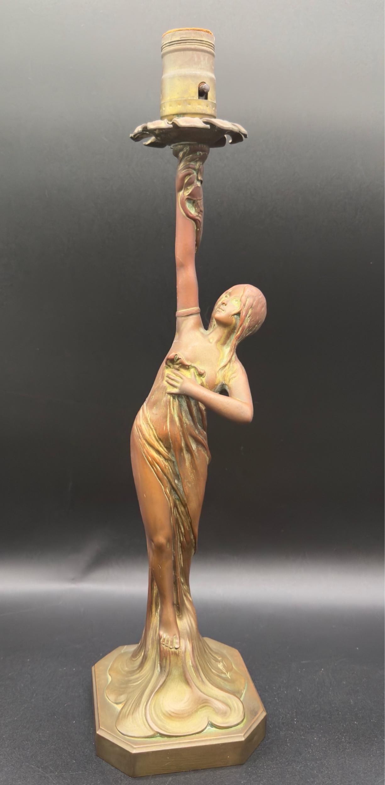 Antique Signed Ludwig Beck ( L. Beck ) Bronze Art Nouveau Table Lamp - 2
