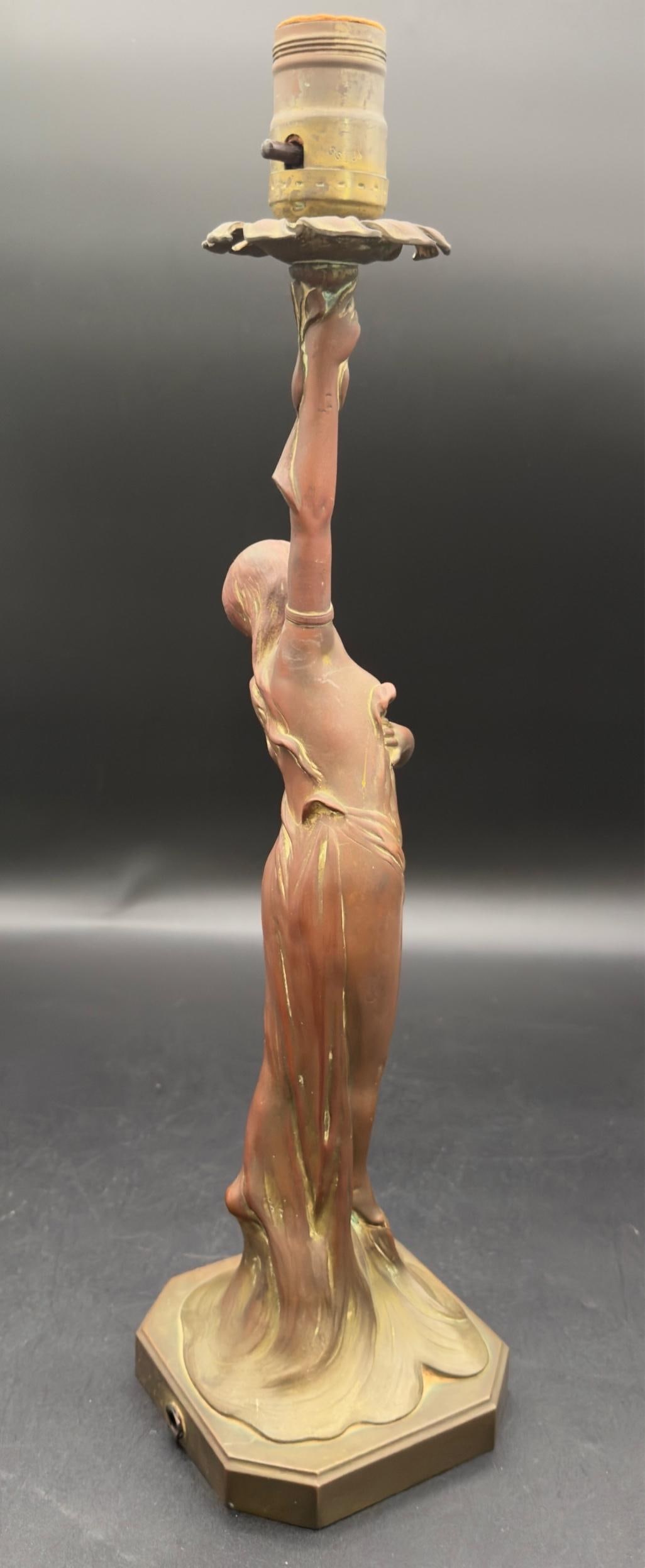 Antique Signed Ludwig Beck ( L. Beck ) Bronze Art Nouveau Table Lamp - 4