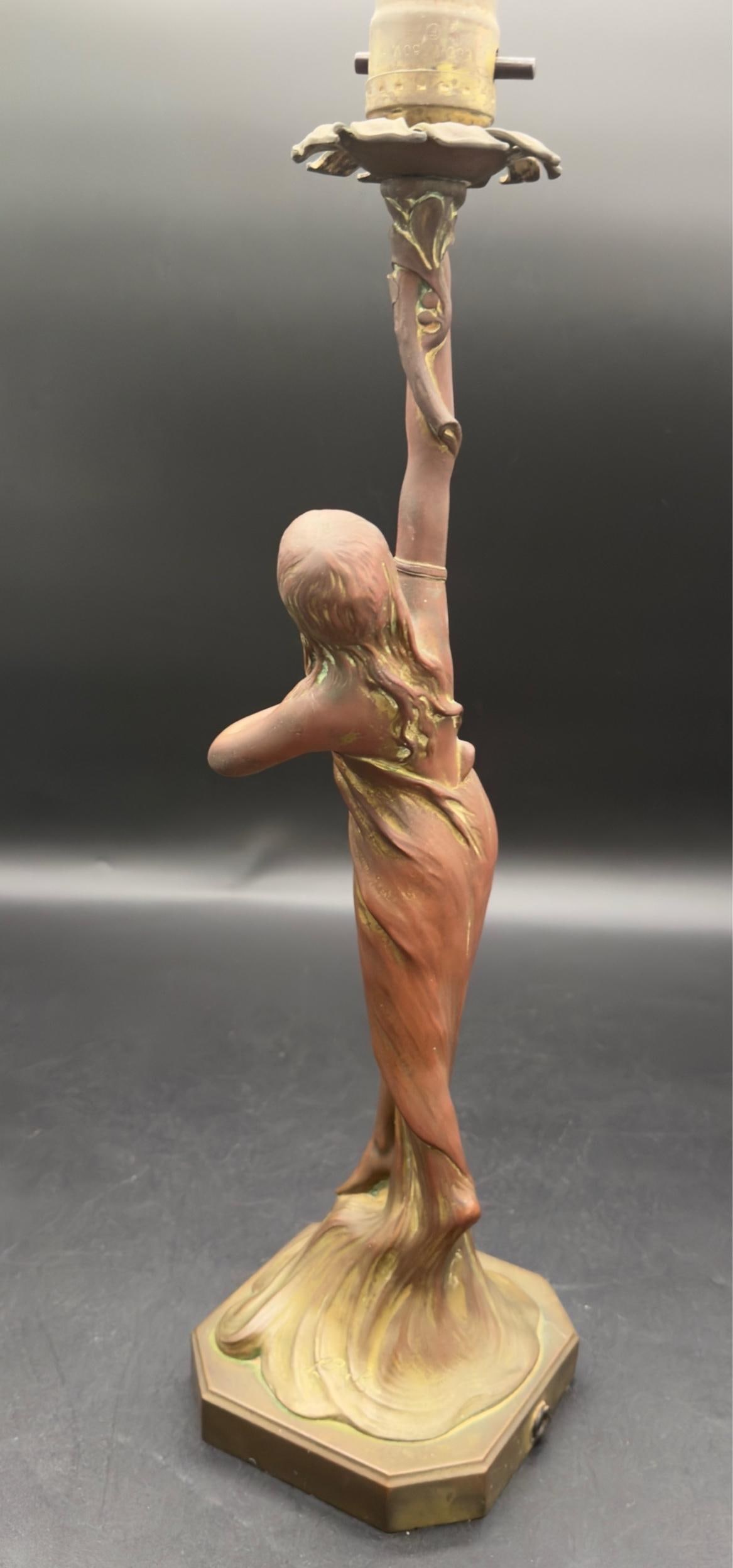 Antique Signed Ludwig Beck ( L. Beck ) Bronze Art Nouveau Table Lamp - 6