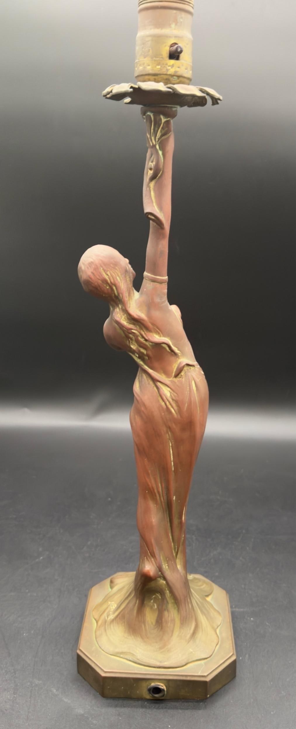 Antique Signed Ludwig Beck ( L. Beck ) Bronze Art Nouveau Table Lamp - 7