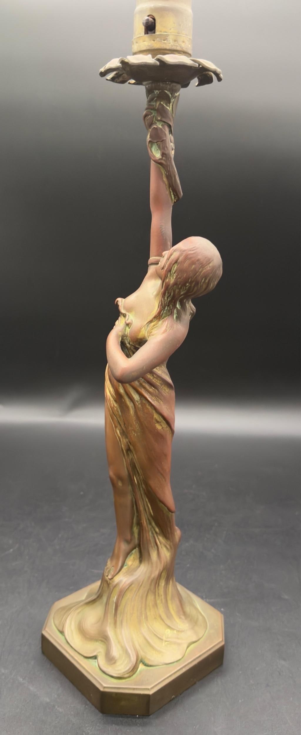 Antique Signed Ludwig Beck ( L. Beck ) Bronze Art Nouveau Table Lamp - 8
