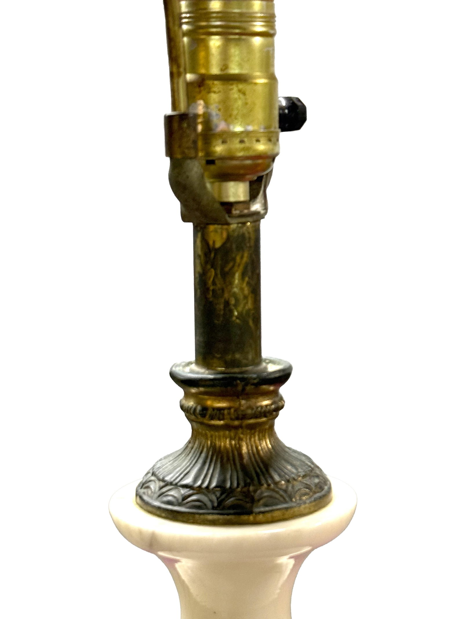 Pair of Vintage Italian Neoclassical White Marble Urn Table Lamps With Carved Details - 6