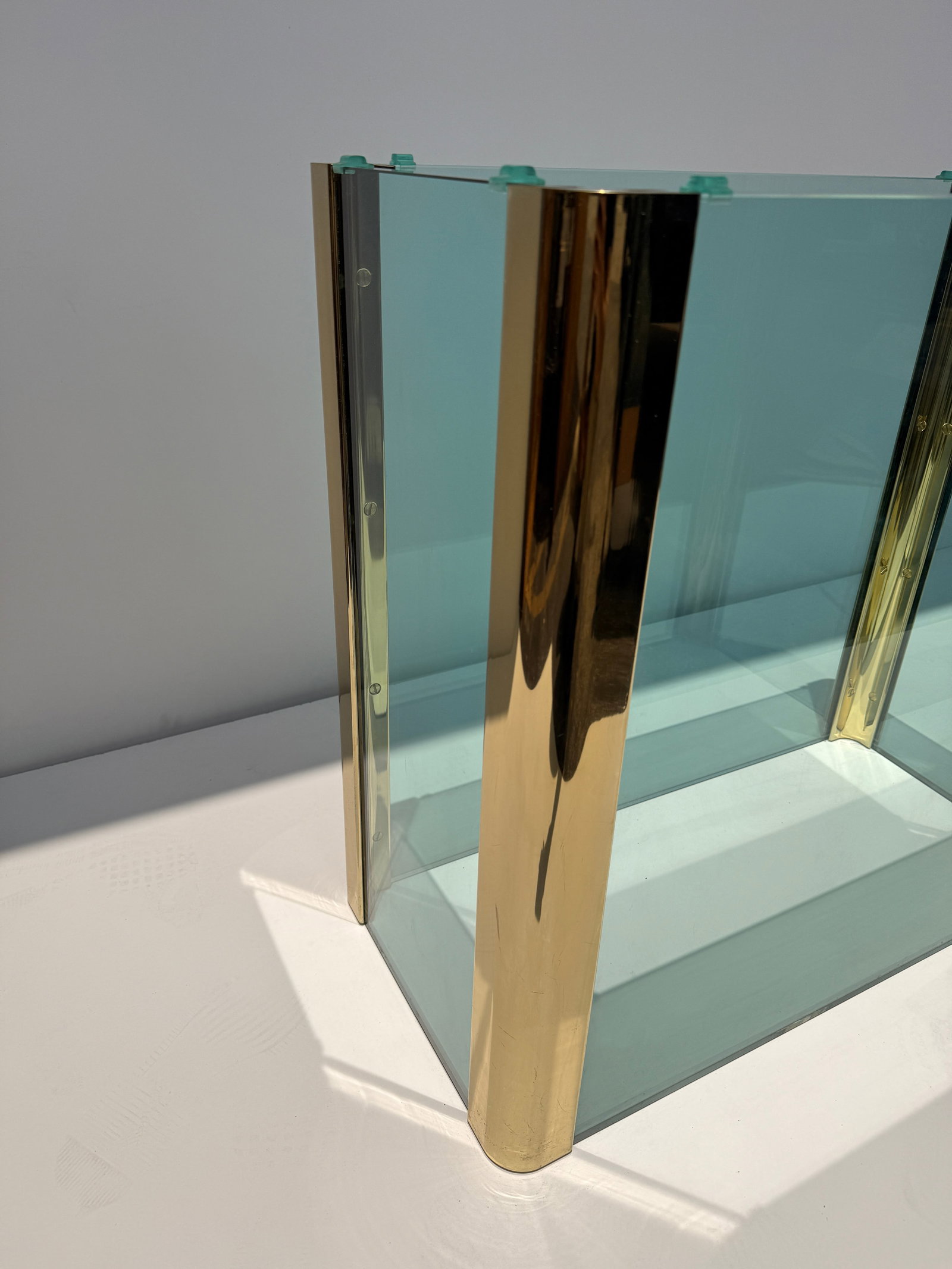 1970s Leon Rosen for Pace Collection Glass and Brass Dining Table - 11