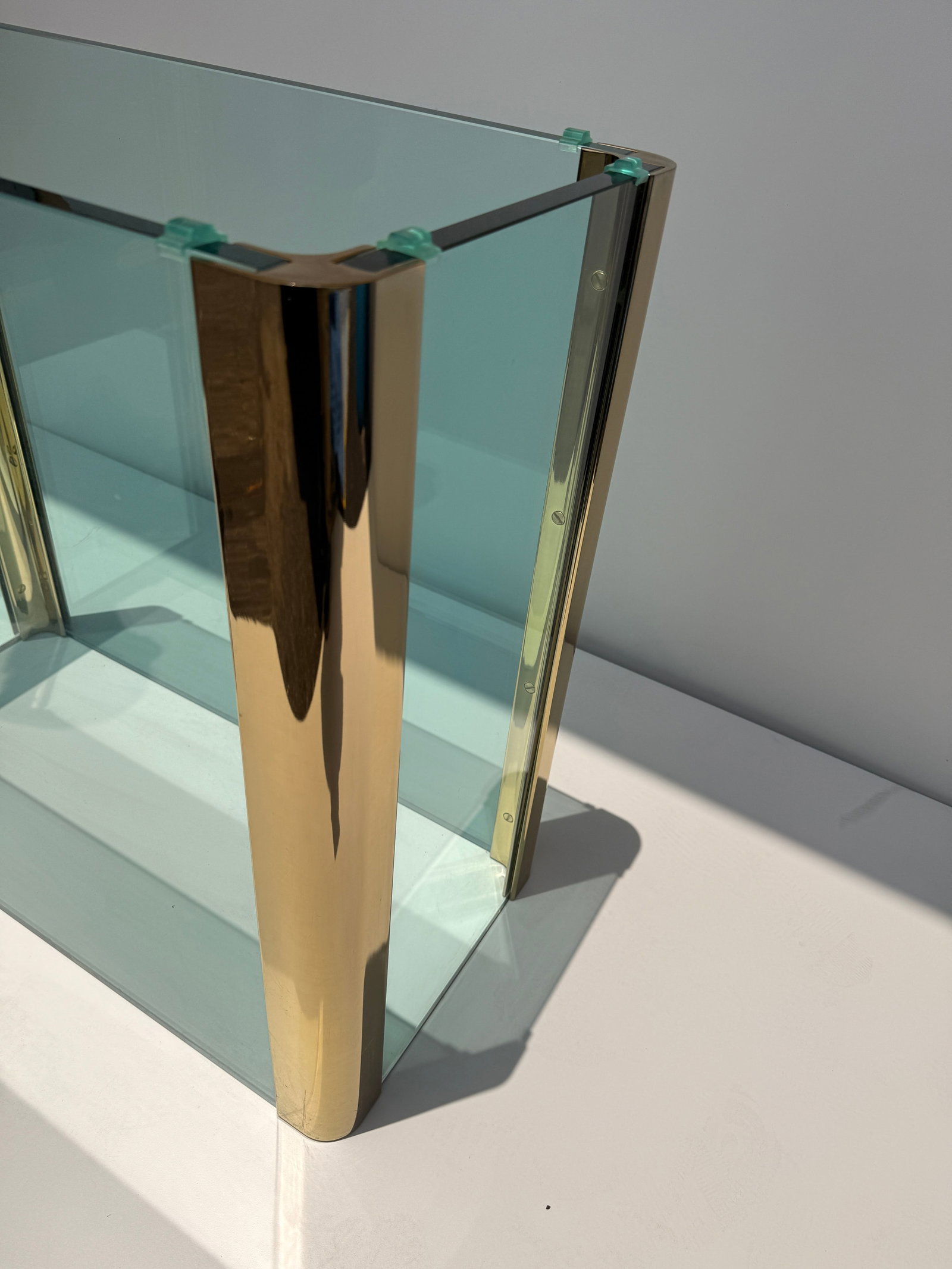 1970s Leon Rosen for Pace Collection Glass and Brass Dining Table - 12