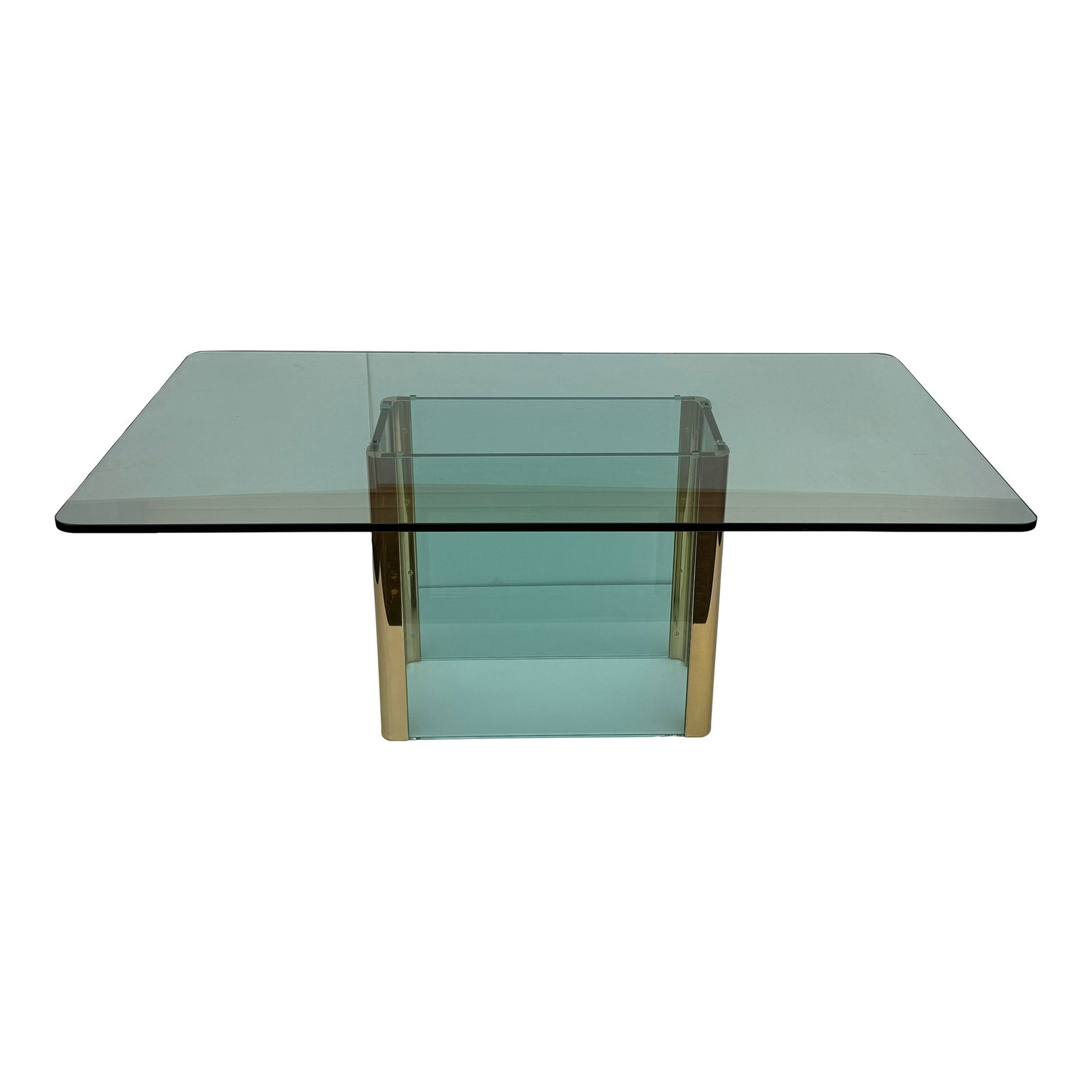 1970s Leon Rosen for Pace Collection Glass and Brass Dining Table (1 of 12)