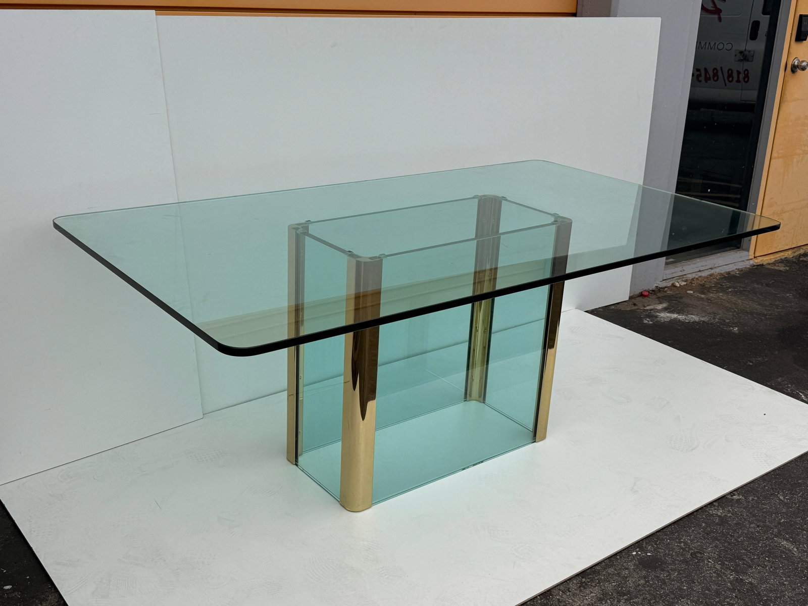 1970s Leon Rosen for Pace Collection Glass and Brass Dining Table - 2