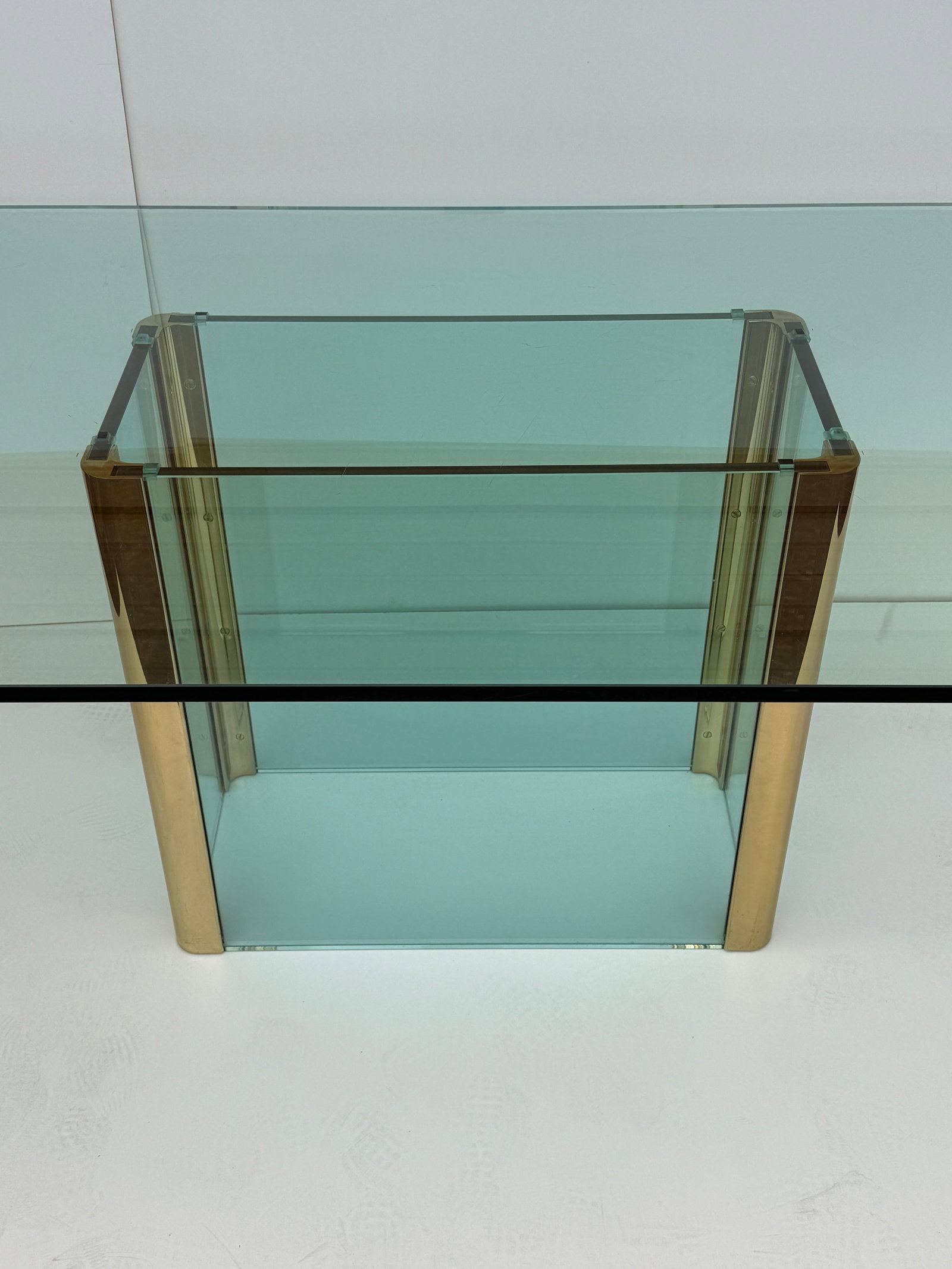 1970s Leon Rosen for Pace Collection Glass and Brass Dining Table - 6
