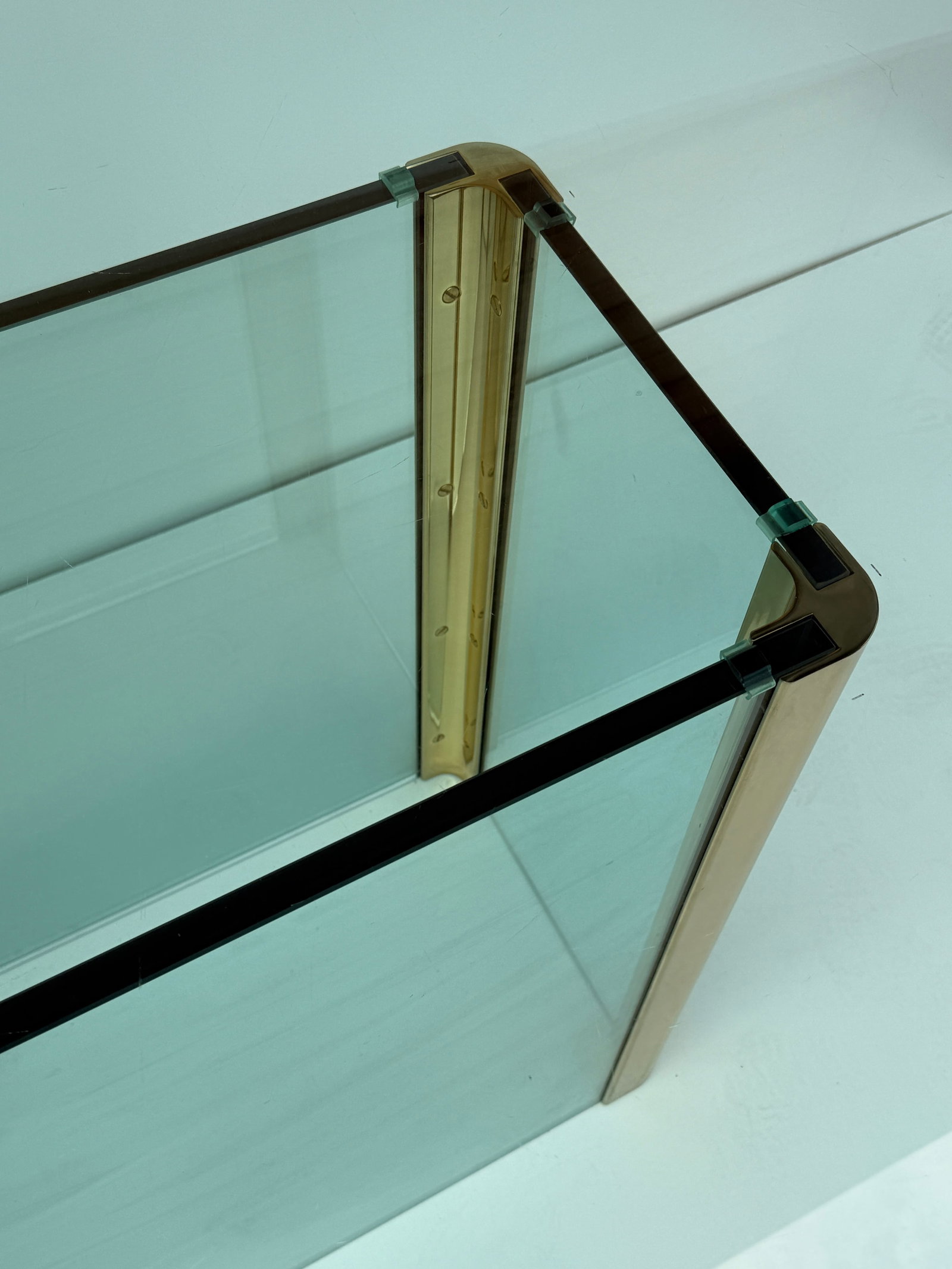 1970s Leon Rosen for Pace Collection Glass and Brass Dining Table - 7