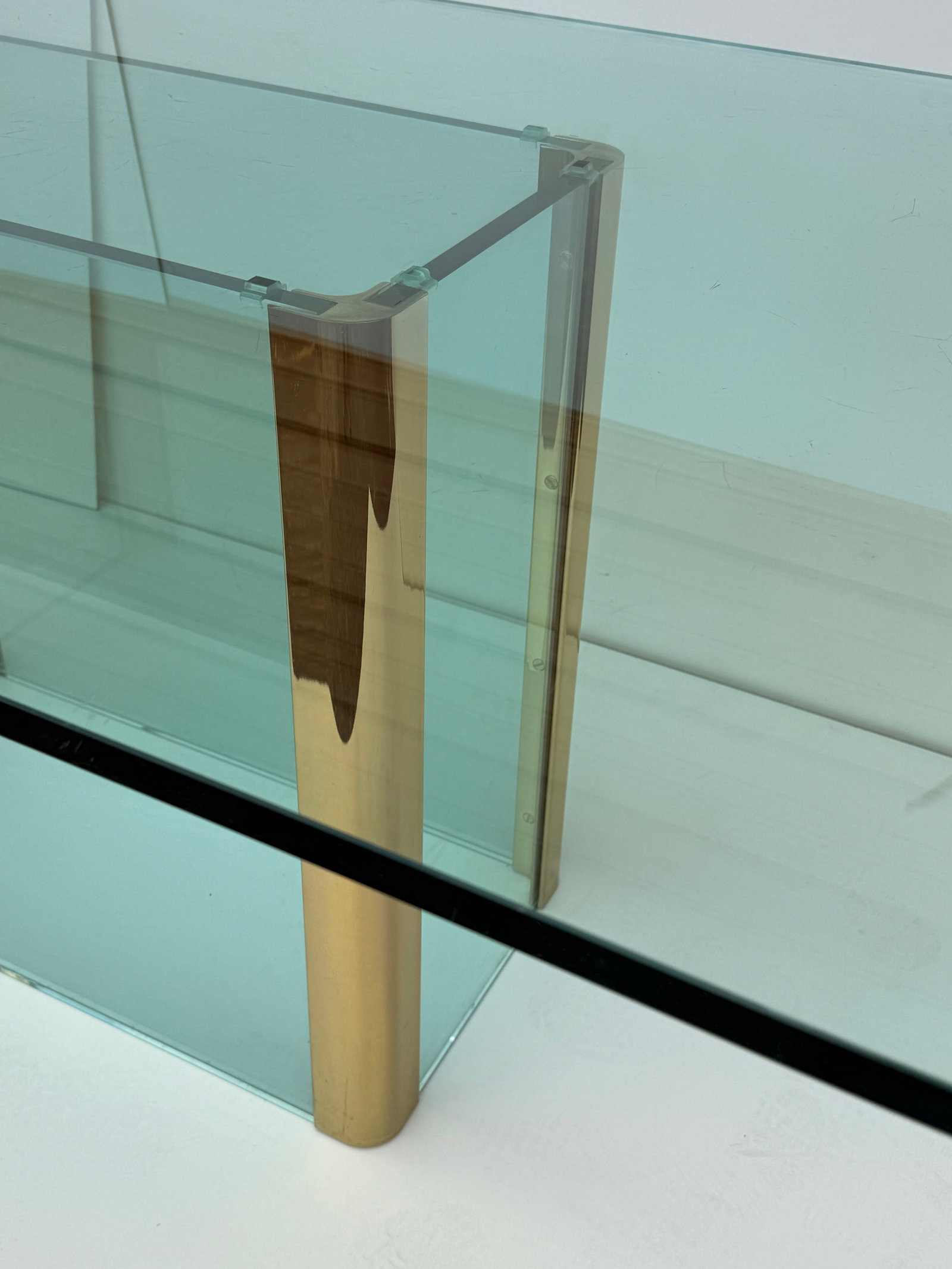 1970s Leon Rosen for Pace Collection Glass and Brass Dining Table - 8