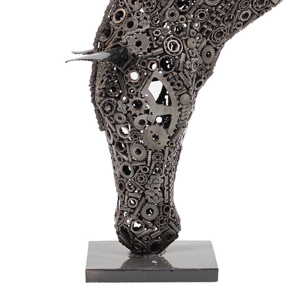 Premium Handcrafted Recycled Metal Horse Head Sculpture | 37" | One of a Kind - 4